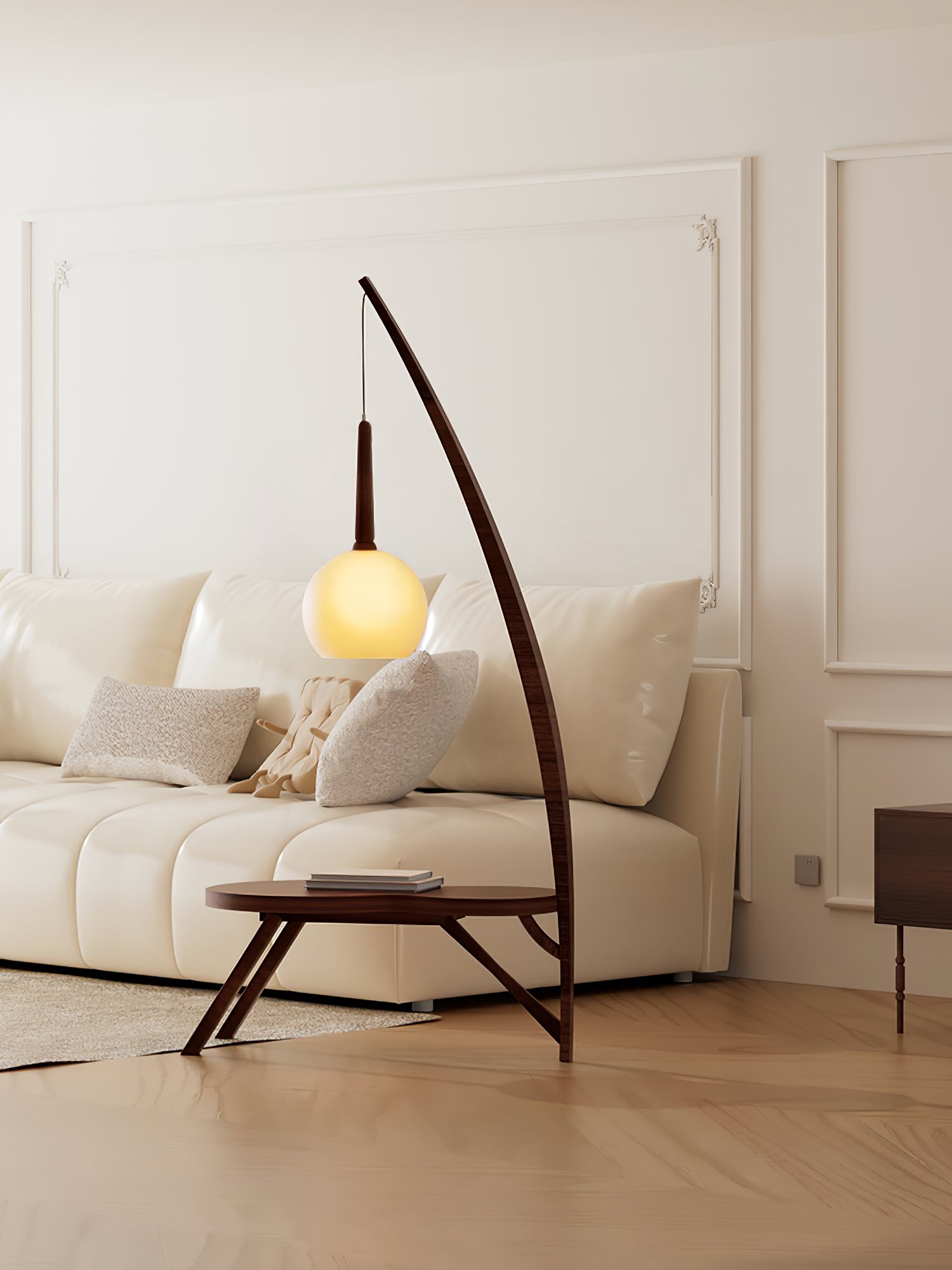 Solid Wood Coffee Table Storage Floor Lamp - Lamp Copper