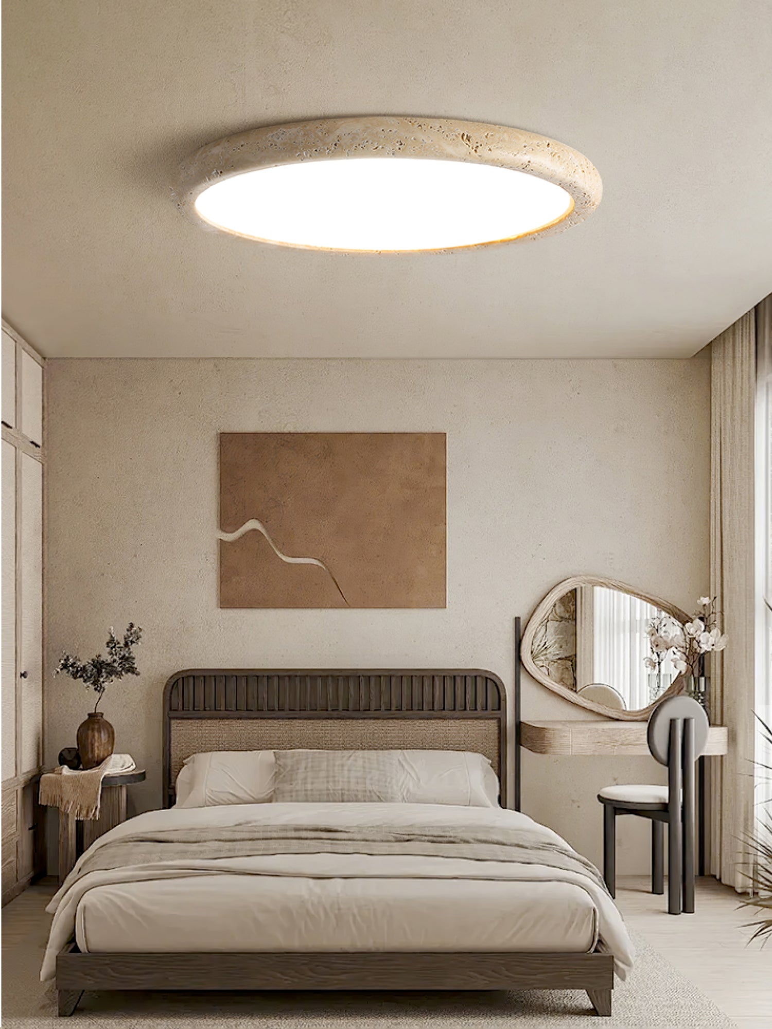 Aurrina Ring Frame Travertine Ceiling Light - Neutralighting