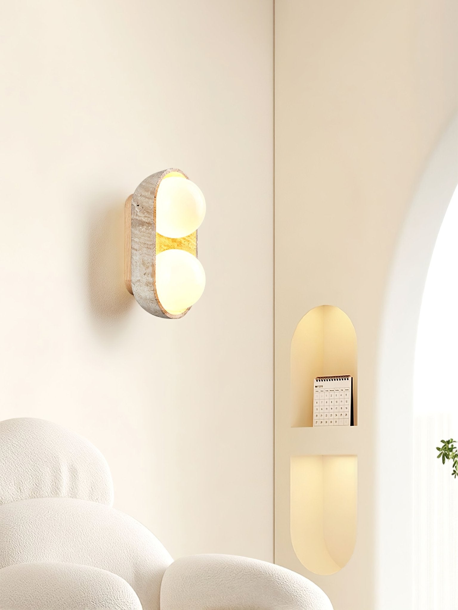 Trio Globe Travertine Wall Sconce - Neutralighting