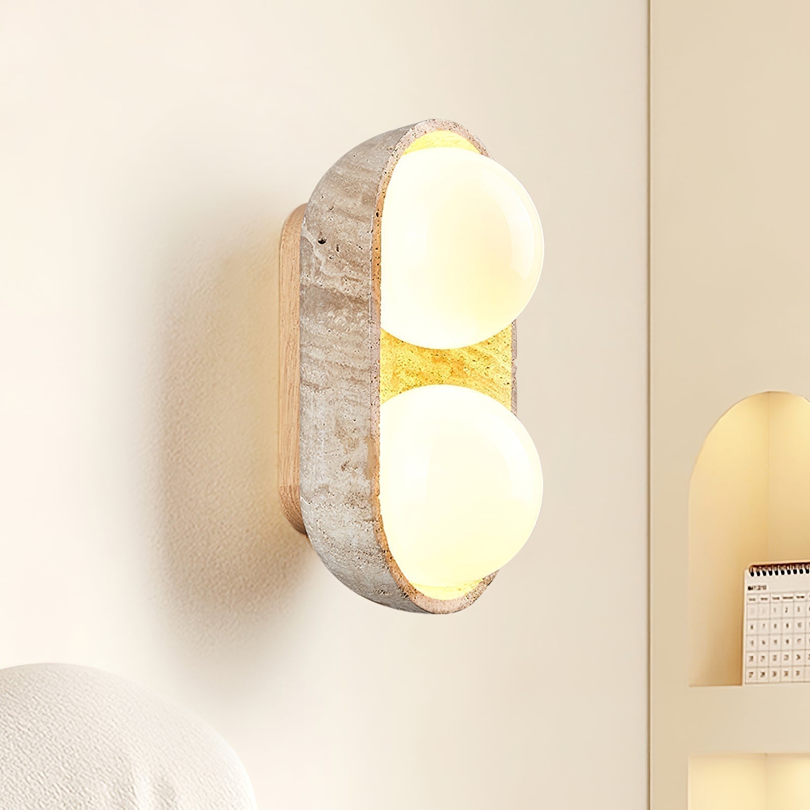 Trio Globe Travertine Wall Sconce - Neutralighting