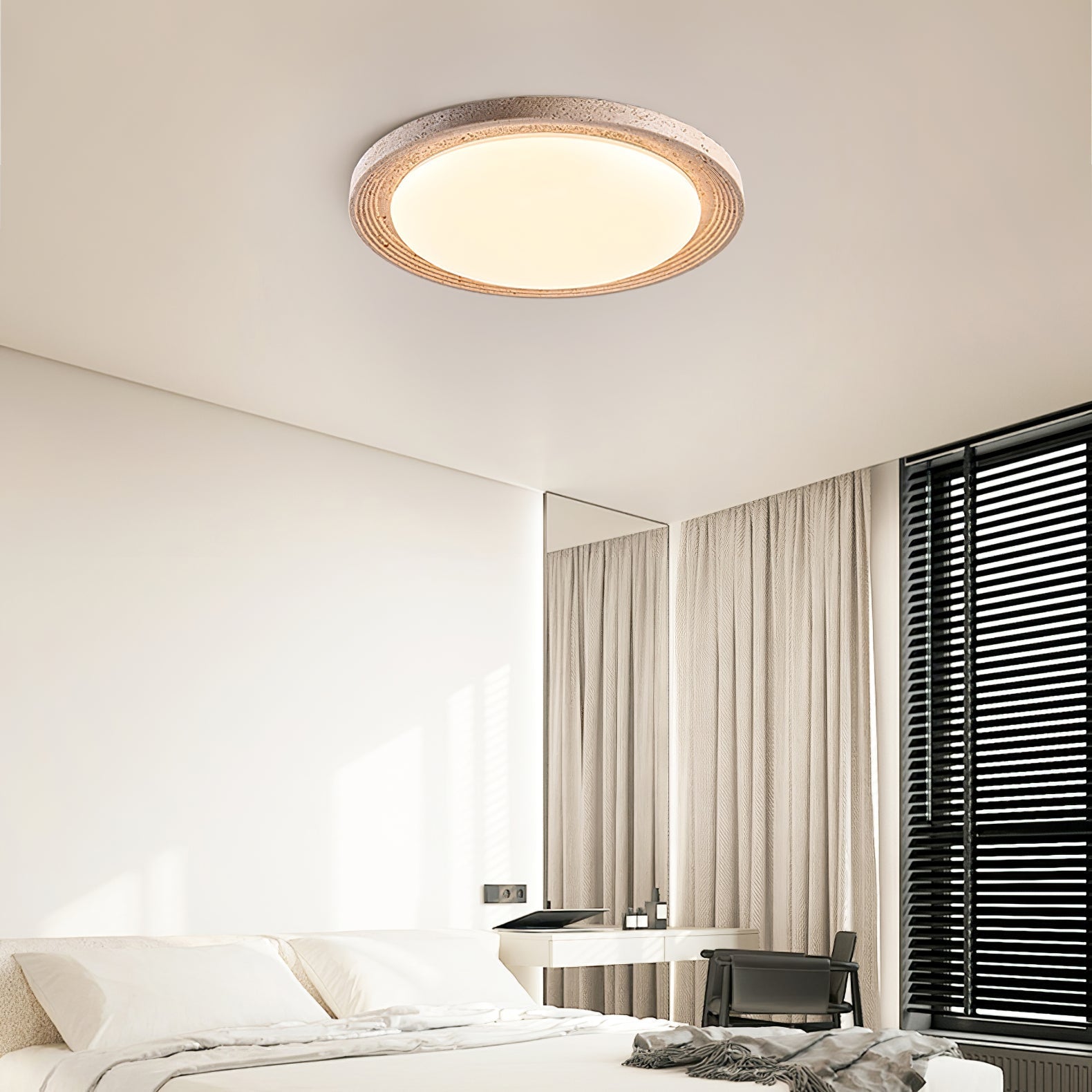 Olphaan Ringed Travertine Ceiling Light - Neutralighting