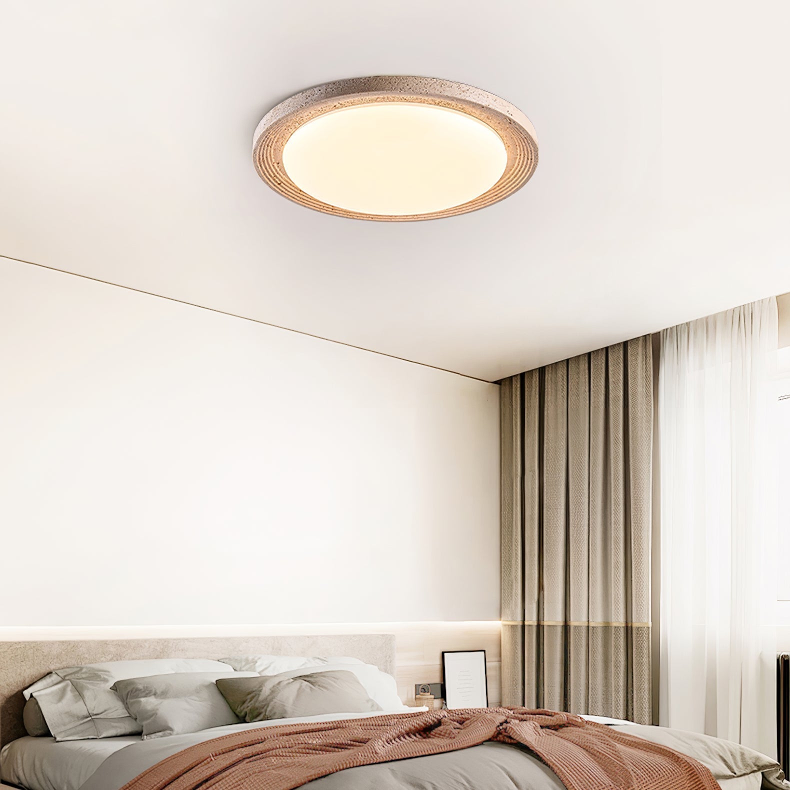 Olphaan Ringed Travertine Ceiling Light - Neutralighting