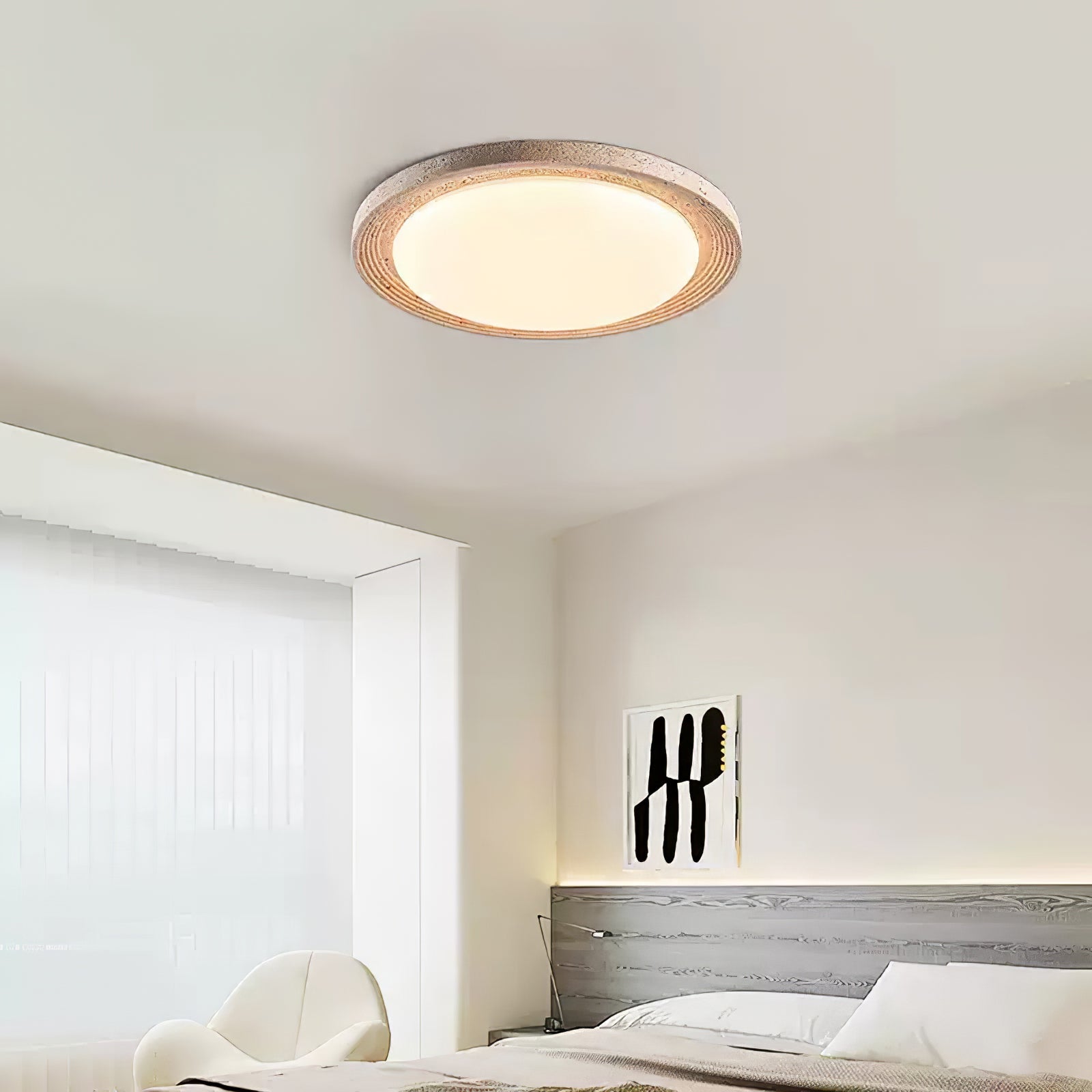 Olphaan Ringed Travertine Ceiling Light - Neutralighting