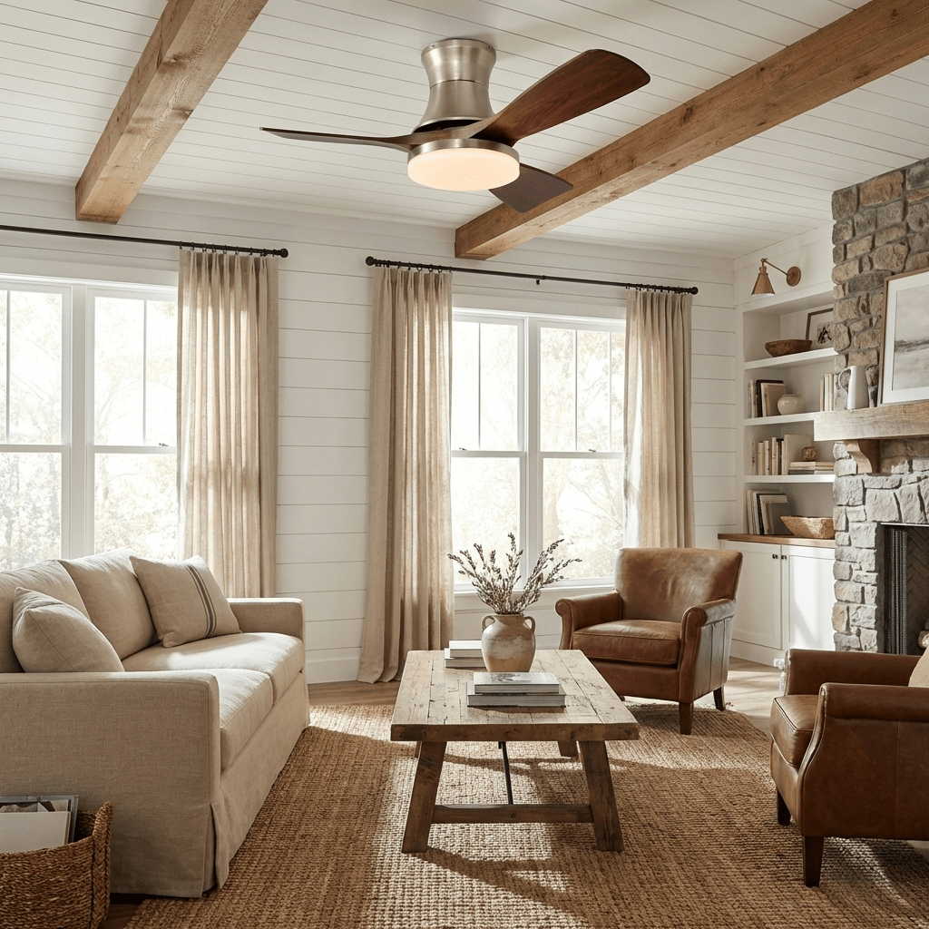 Ventilatore da soffitto Rowan con luce che mostra il controllo a 6 velocità e l'illuminazione LED