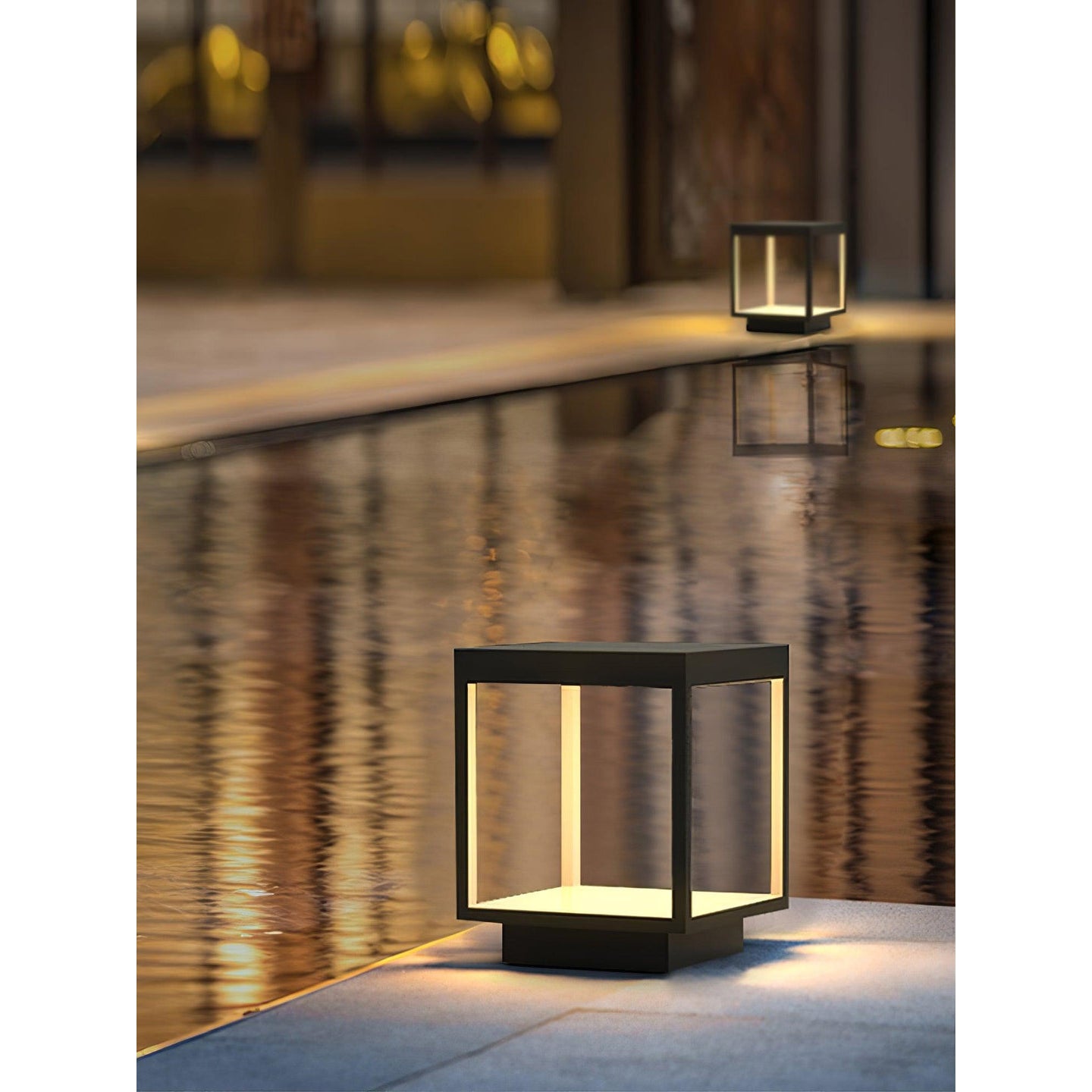 Square Frame Fence Post Outdoor Light - Lamp Copper