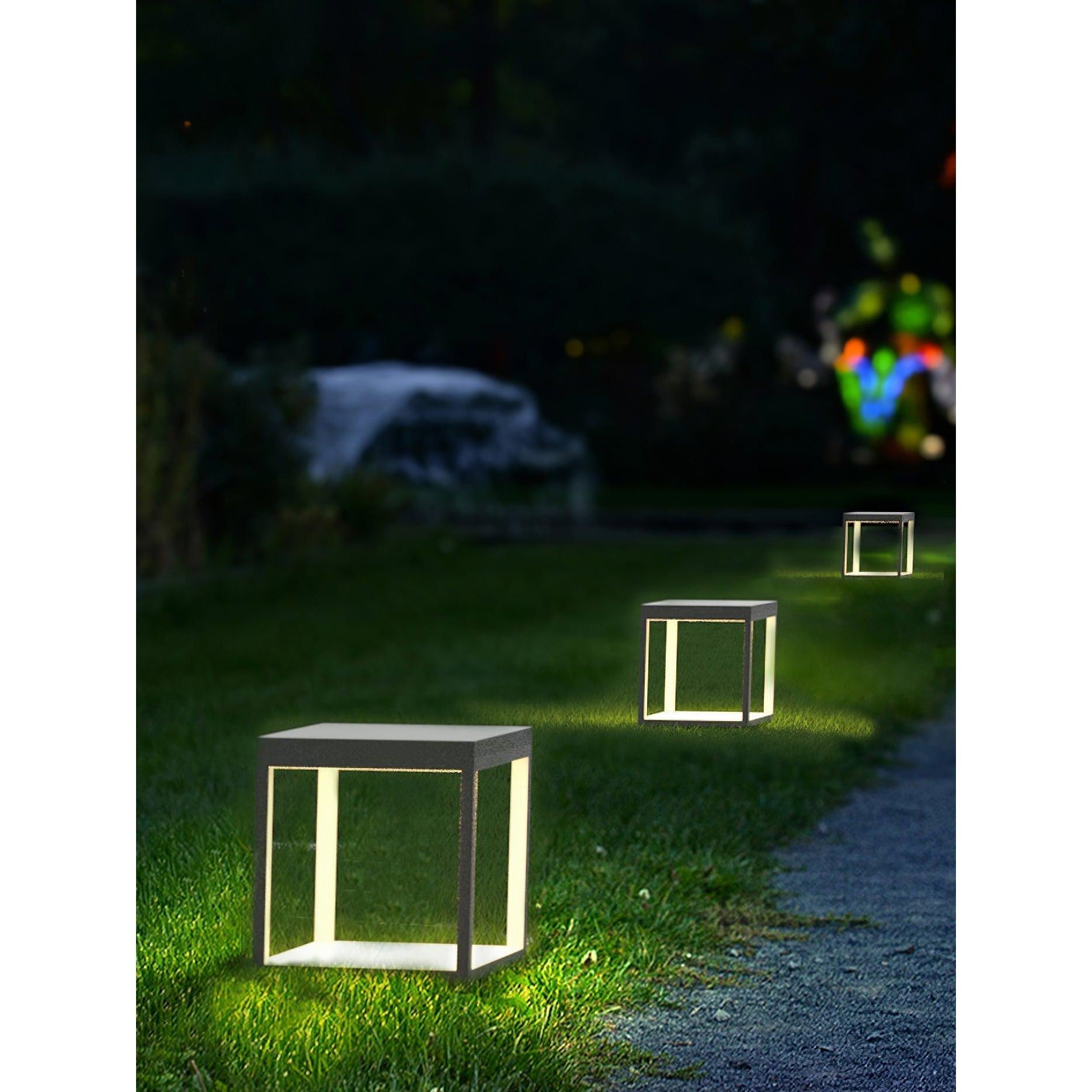 Square Frame Fence Post Outdoor Light - Lamp Copper