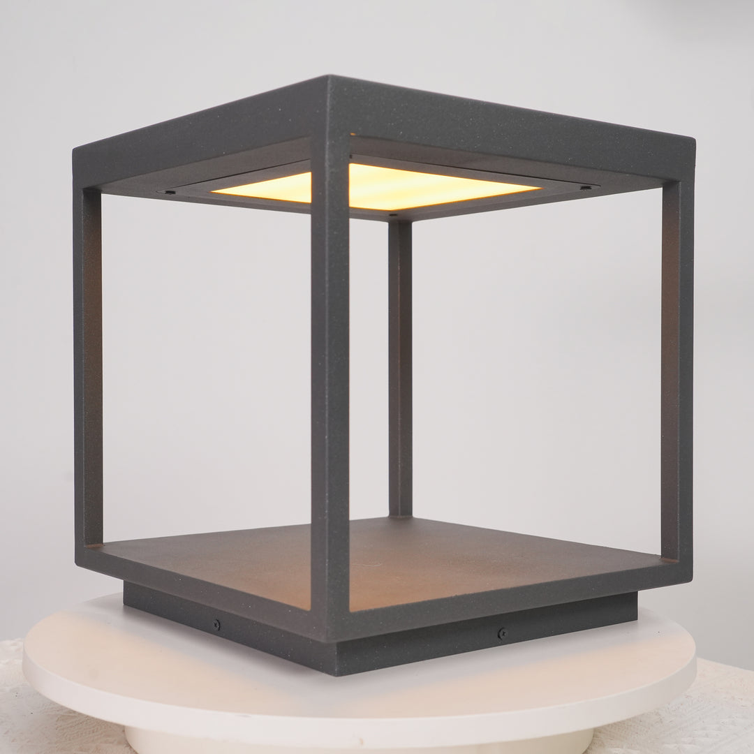 Square Frame Fence Post Outdoor Light - Lamp Copper