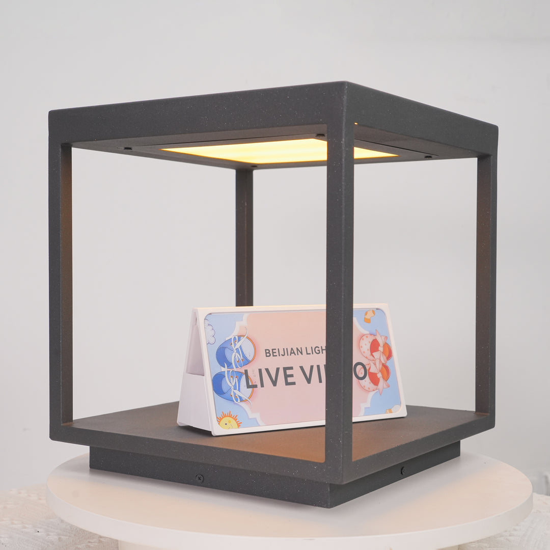 Square Frame Fence Post Outdoor Light - Lamp Copper