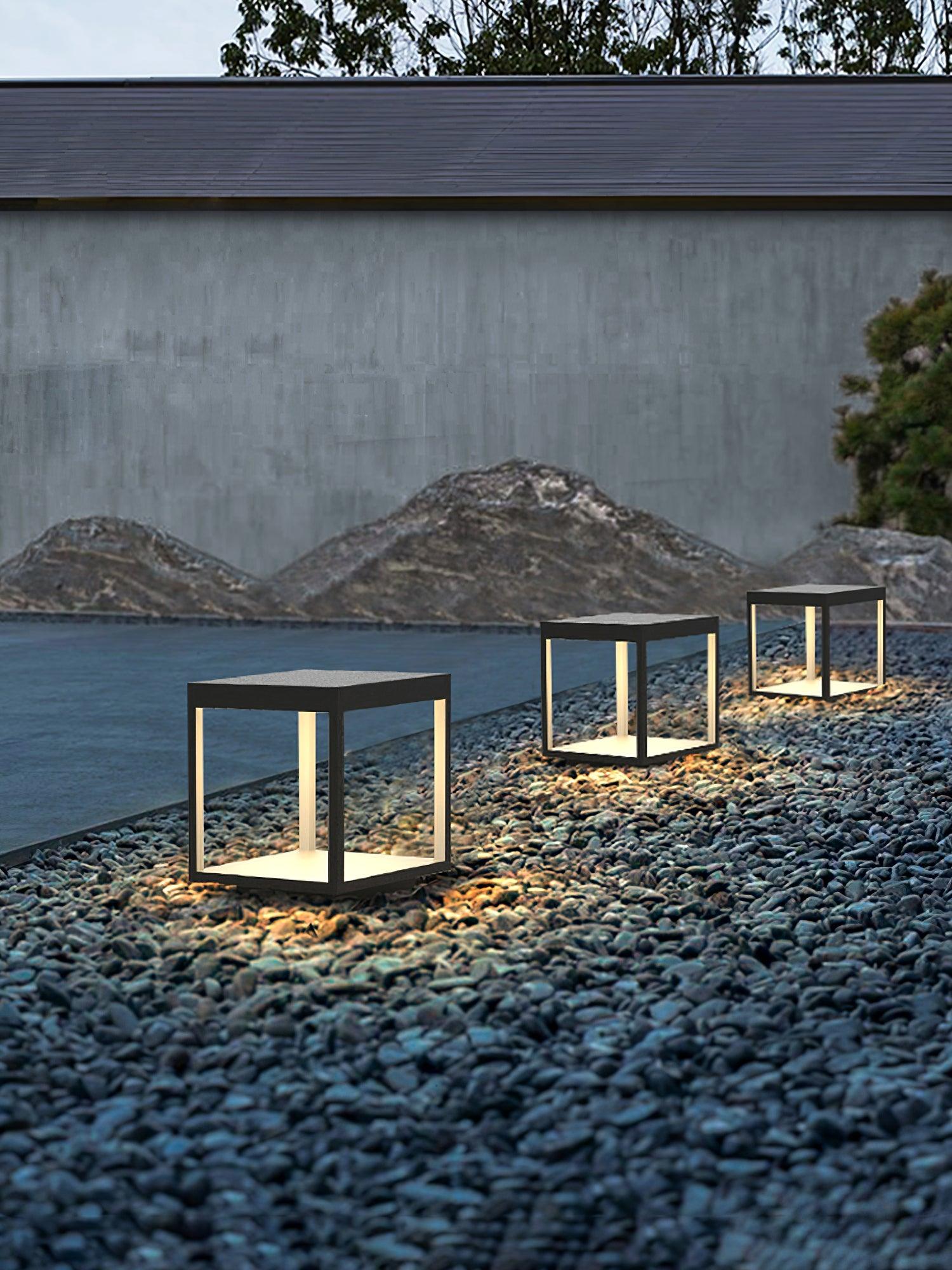 Square Frame Fence Post Outdoor Light - Lamp Copper