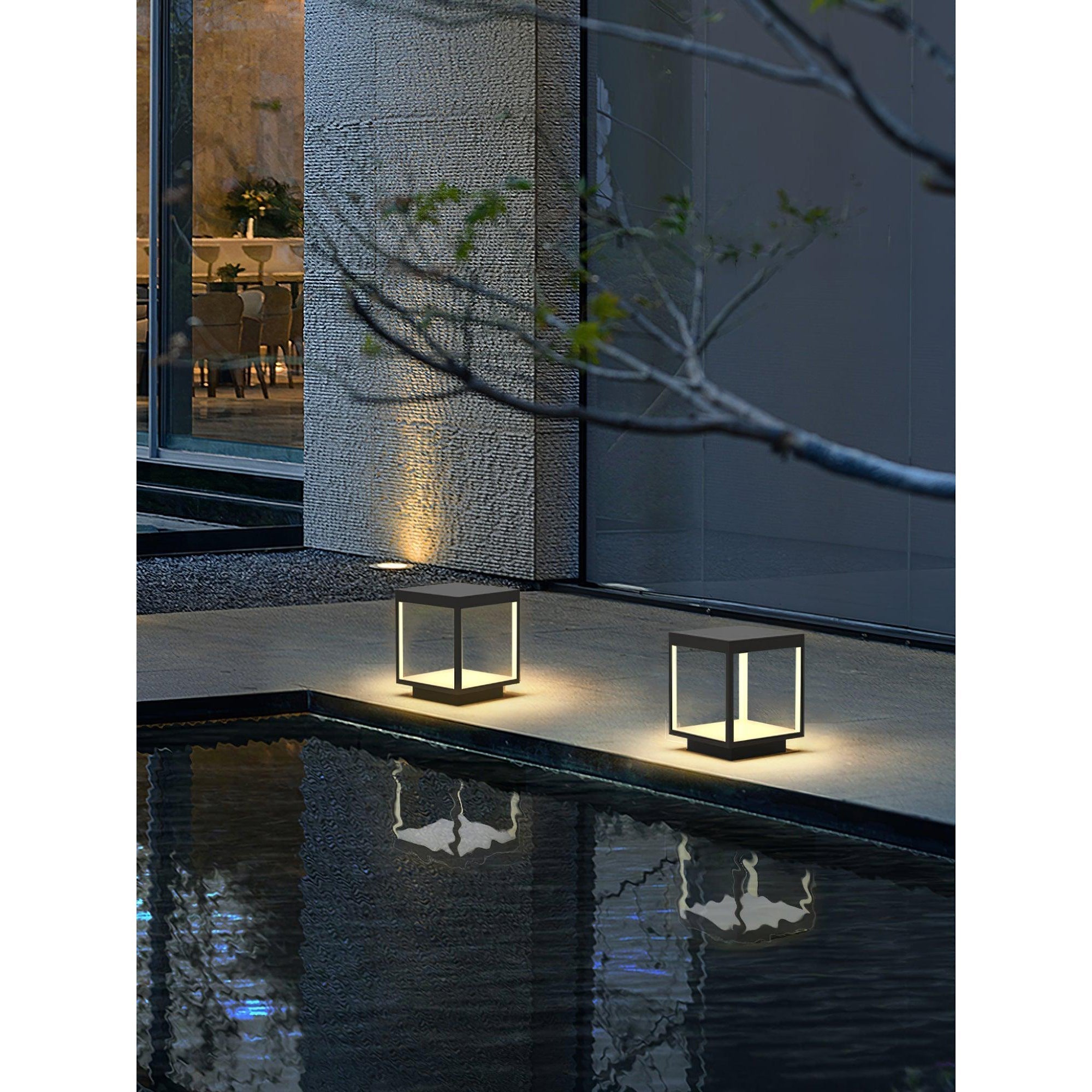 Square Frame Fence Post Outdoor Light - Lamp Copper