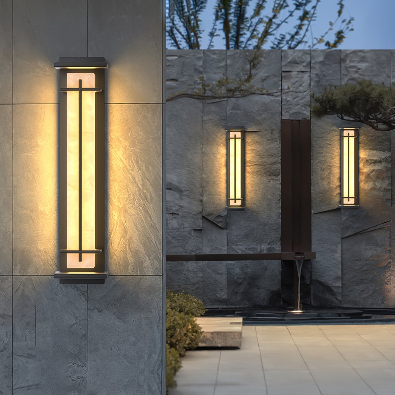 Ray Square Outdoor Wall Light Imitation Alabaster Waterproof - Neutralighting