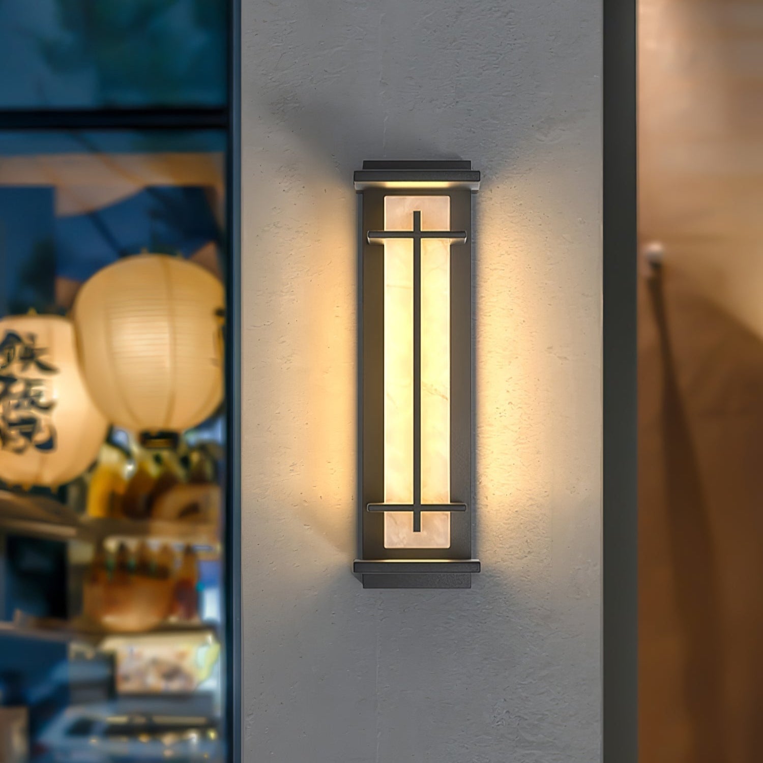 Ray Square Outdoor Wall Light Imitation Alabaster Waterproof - Neutralighting