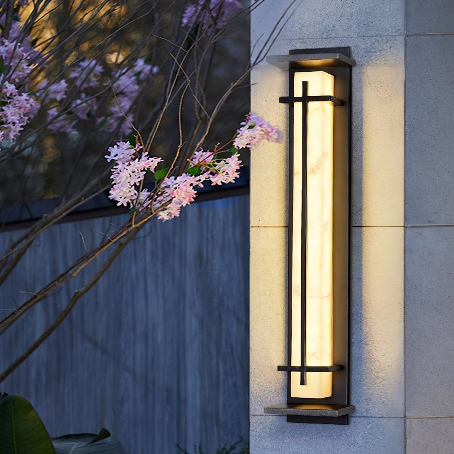 Ray Square Outdoor Wall Light Imitation Alabaster Waterproof - Neutralighting