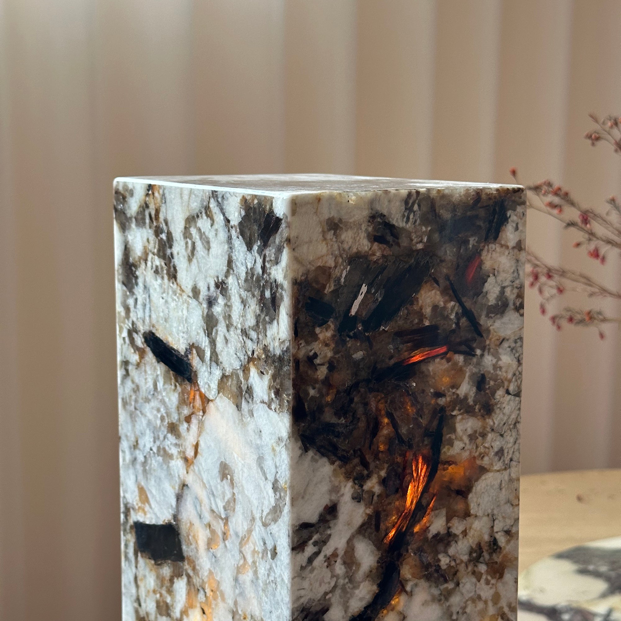 Square Stone Table Lamp - Lamp Copper