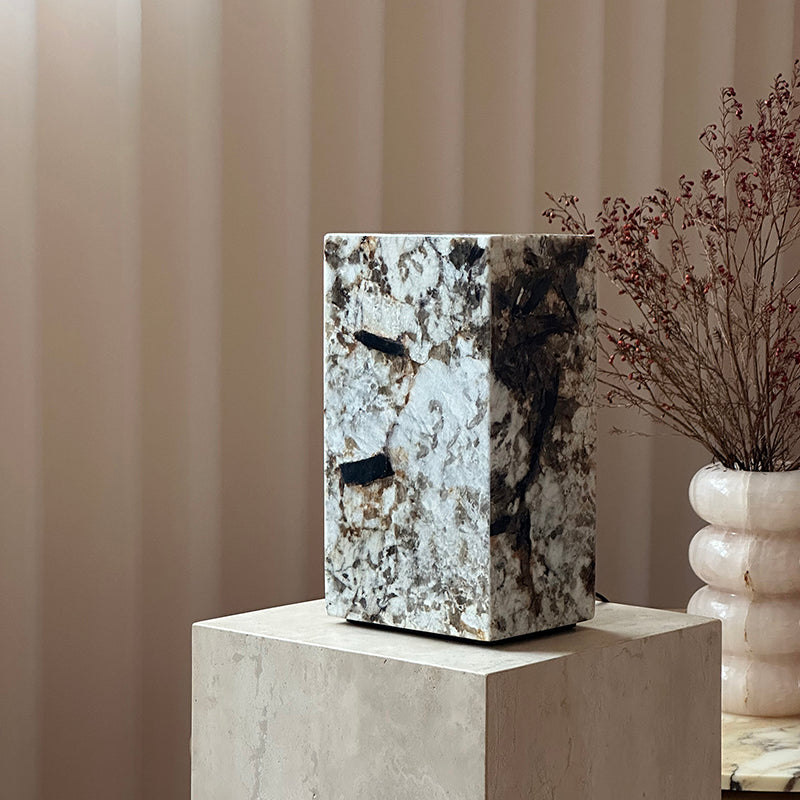 Square Stone Table Lamp - Lamp Copper