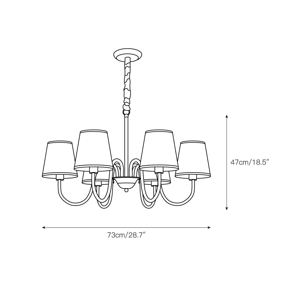 Aged Traditional Stacey Fabric Chandelier - Lamp Copper