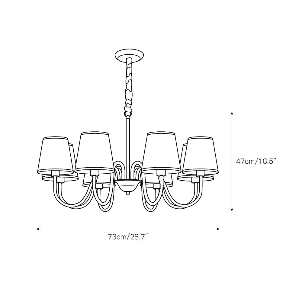 Aged Traditional Stacey Fabric Chandelier - Lamp Copper