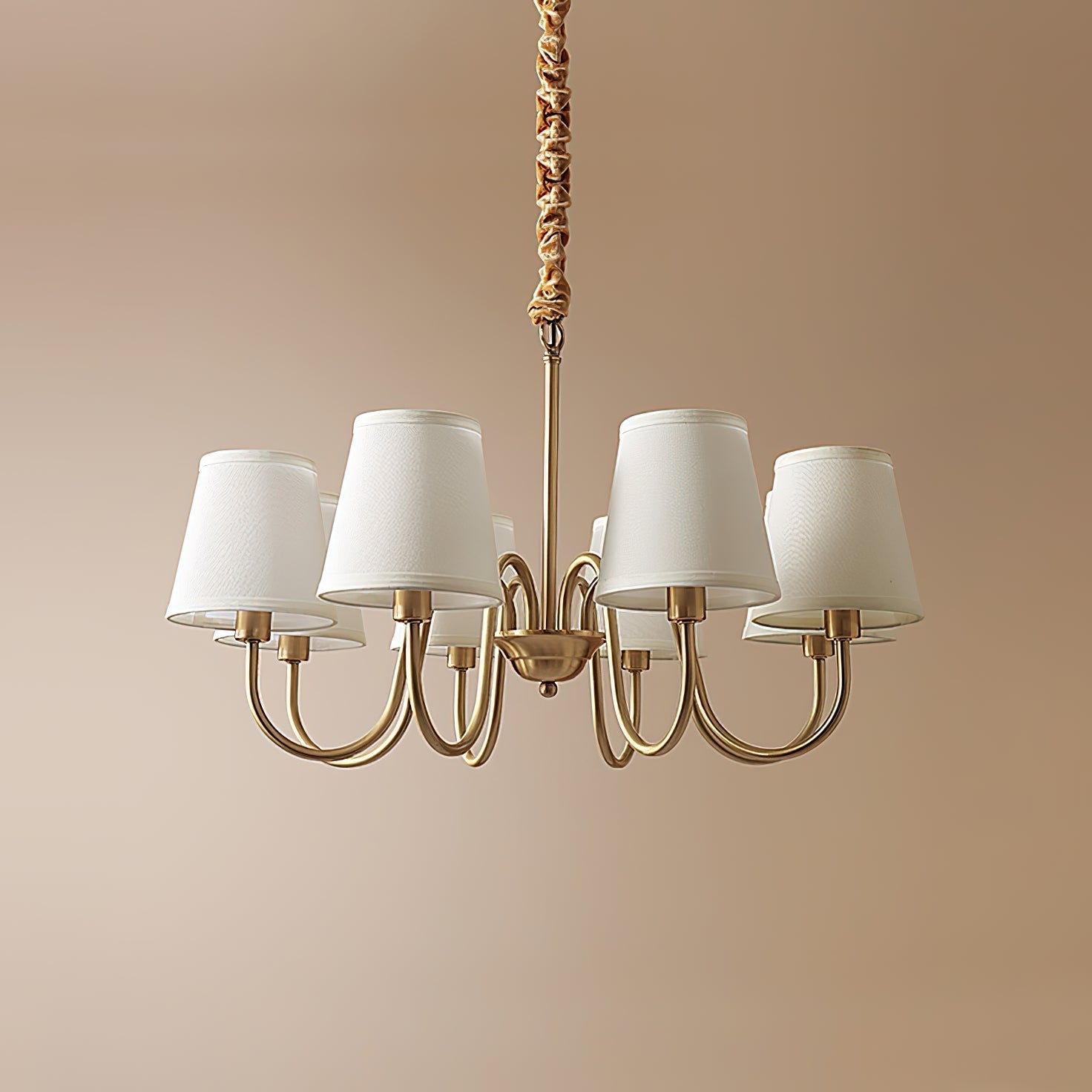 Aged Traditional Stacey Fabric Chandelier - Lamp Copper