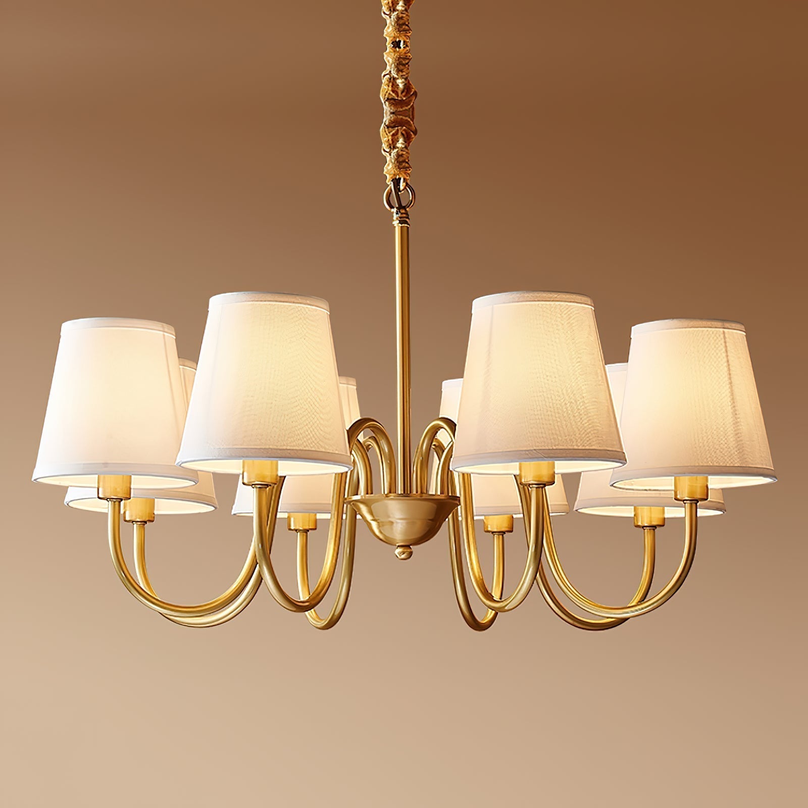 Aged Traditional Stacey Fabric Chandelier - Lamp Copper