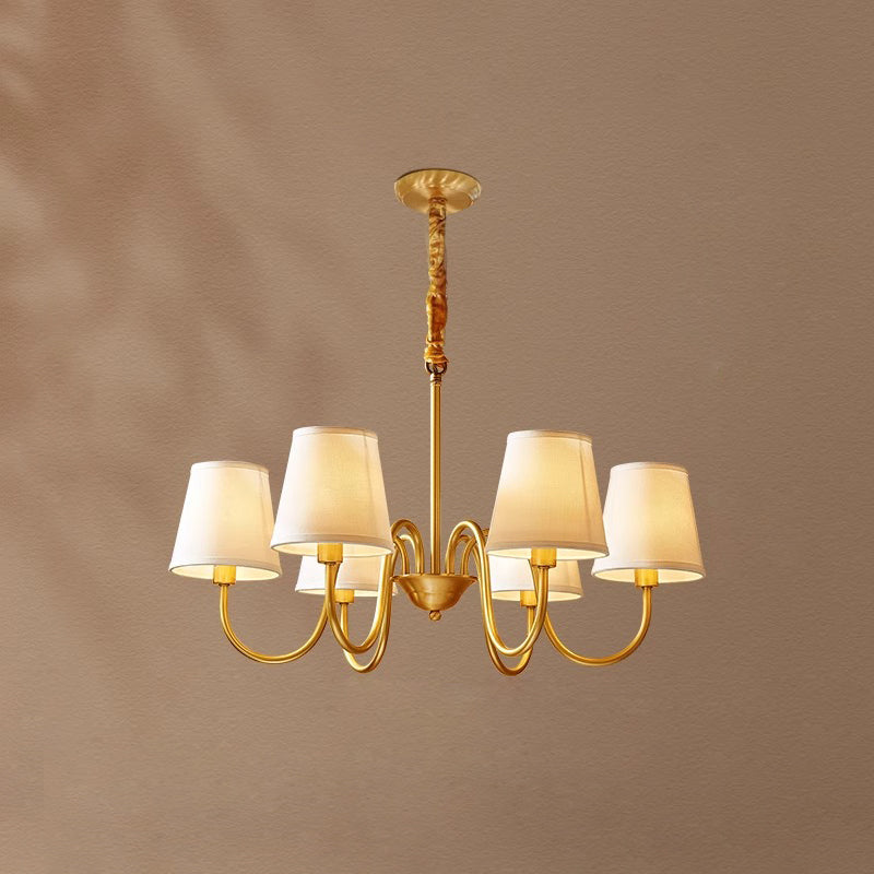 Aged Traditional Stacey Fabric Chandelier - Lamp Copper