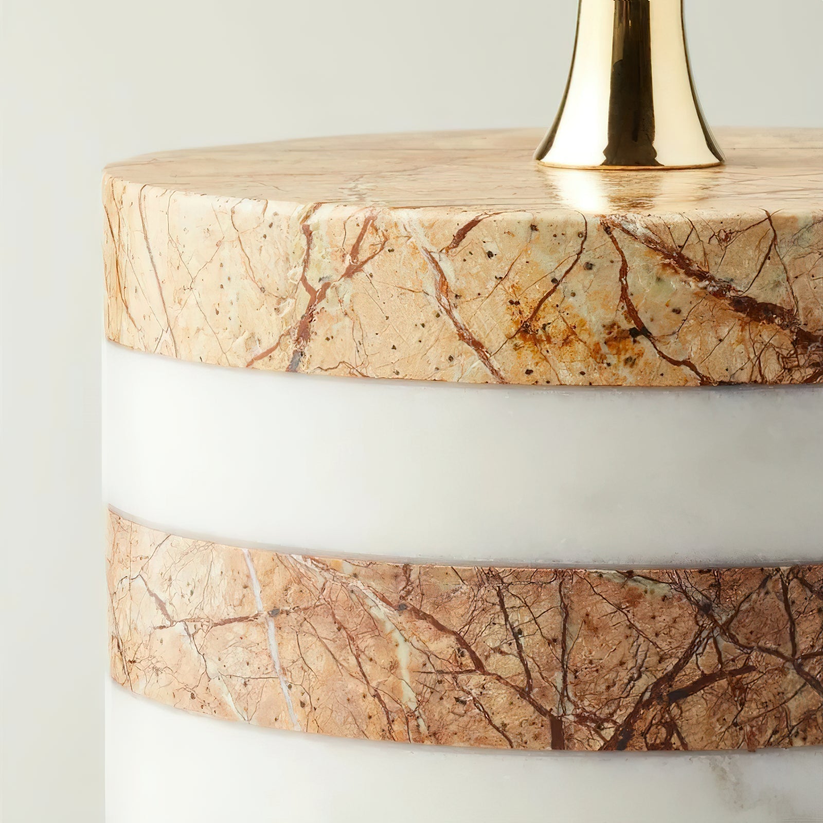 Stacked Marble Candle Stand - Lamp Copper
