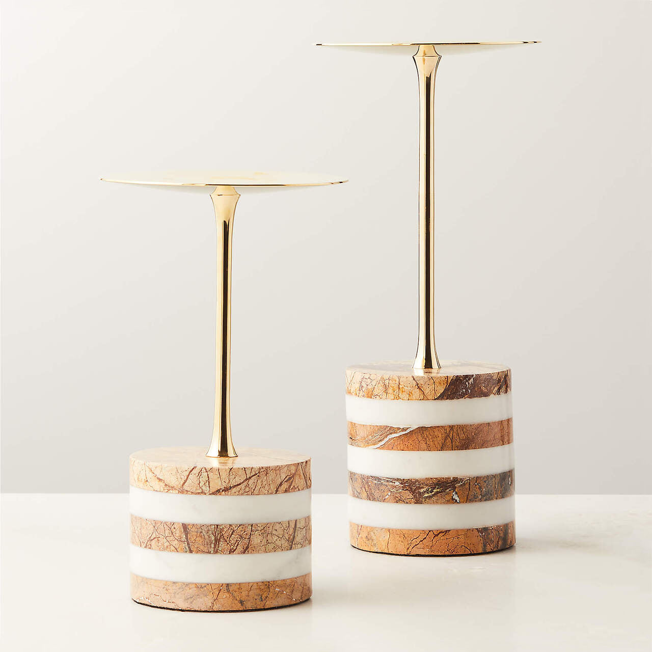 Stacked Marble Candle Stand - Lamp Copper