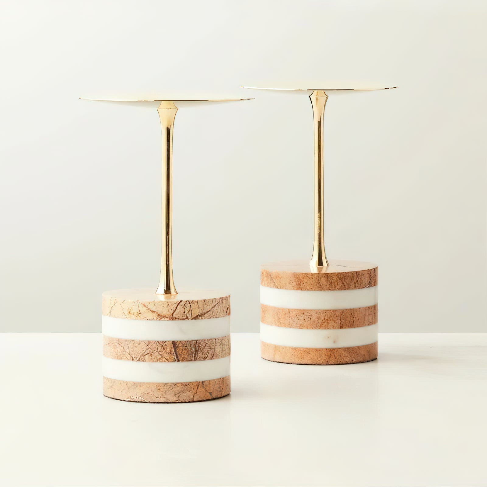 Stacked Marble Candle Stand - Lamp Copper