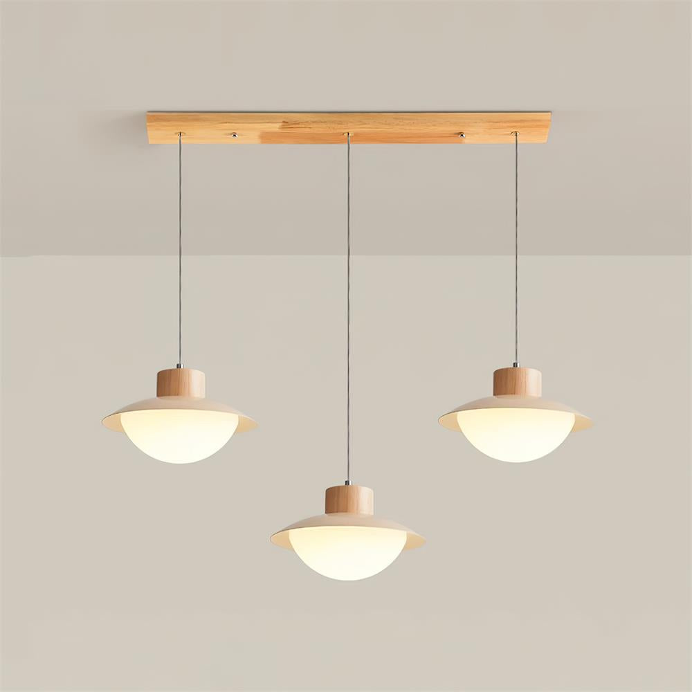 Pendant Lamp Metal and Wood PE Shade Dome Shape Minimalist - Letslighting