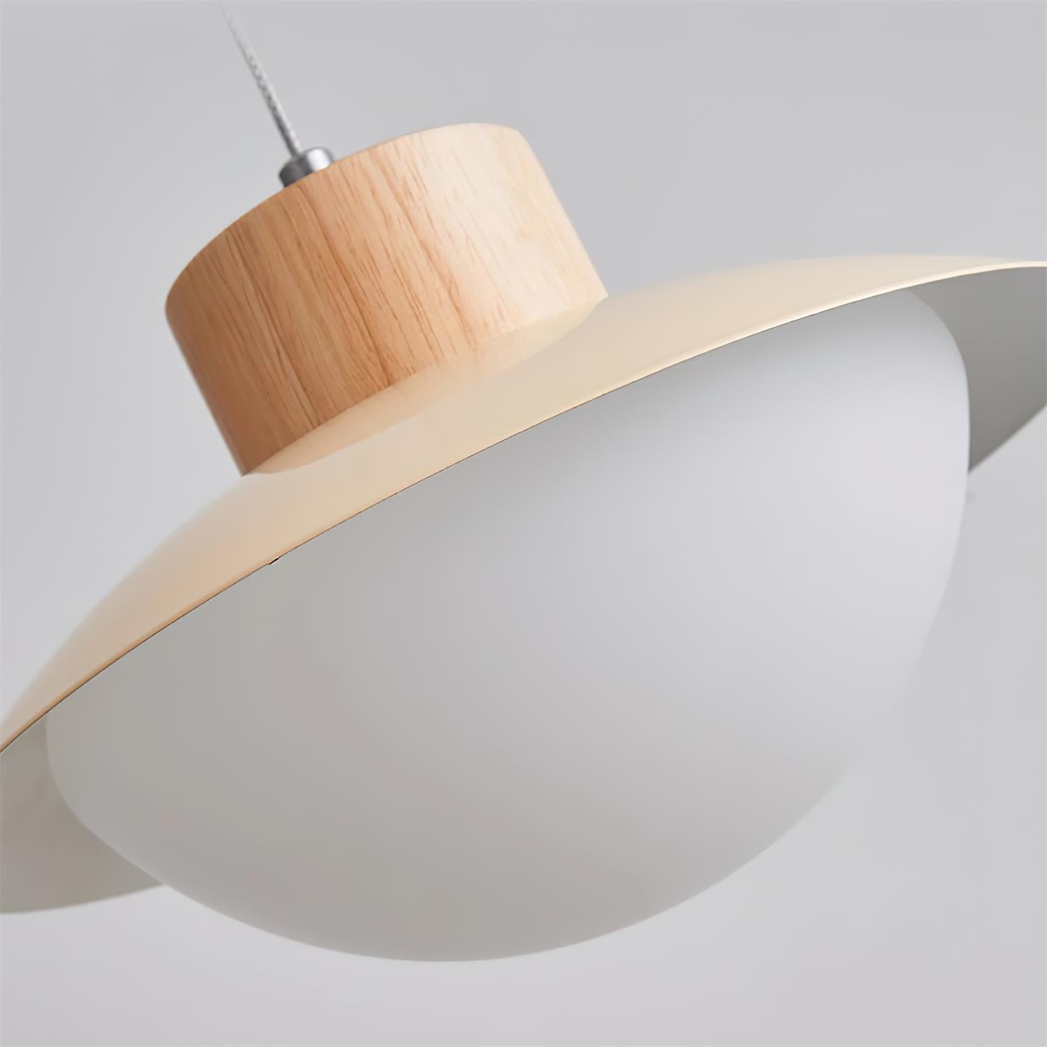 Pendant Lamp Metal and Wood PE Shade Dome Shape Minimalist - Letslighting