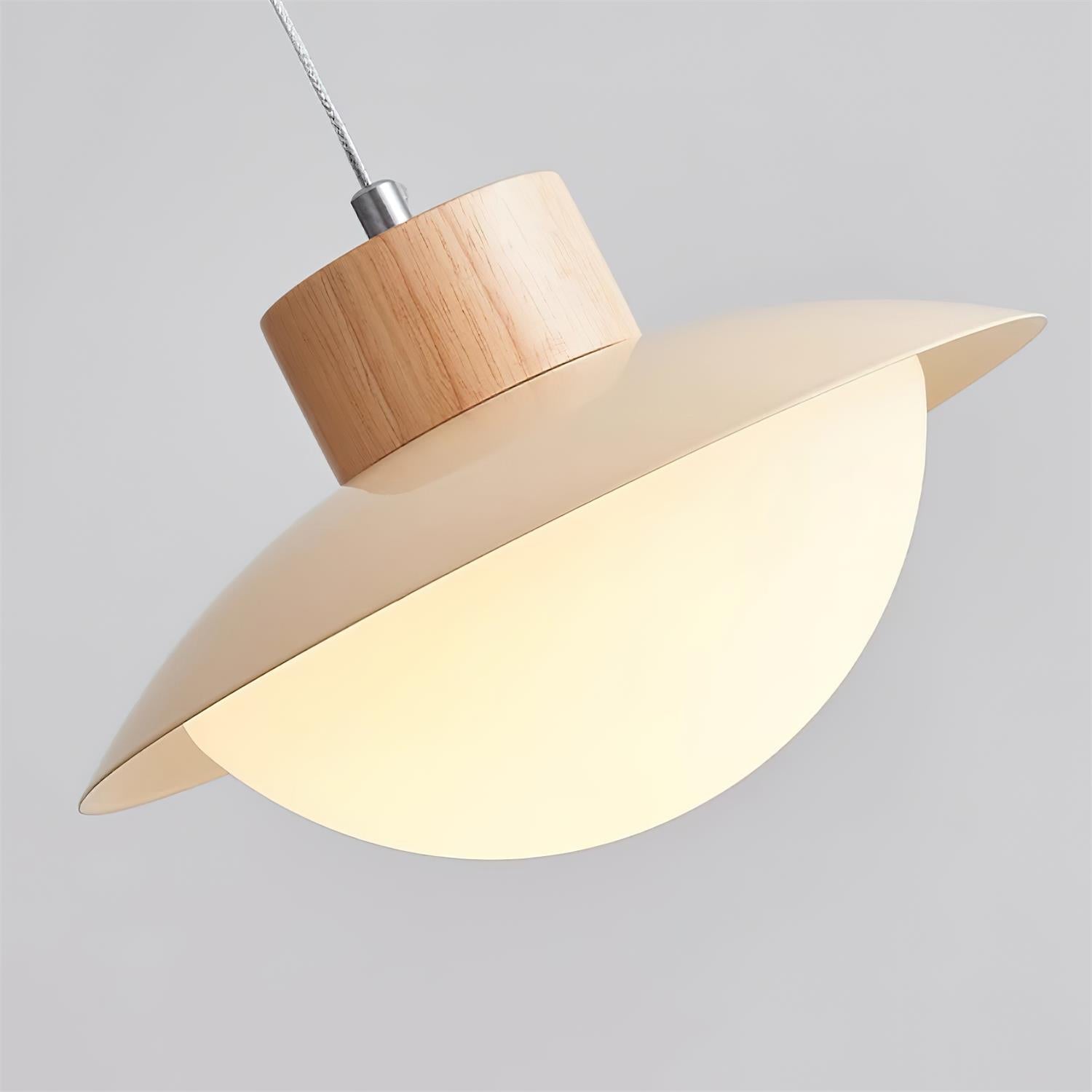 Pendant Lamp Metal and Wood PE Shade Dome Shape Minimalist - Letslighting