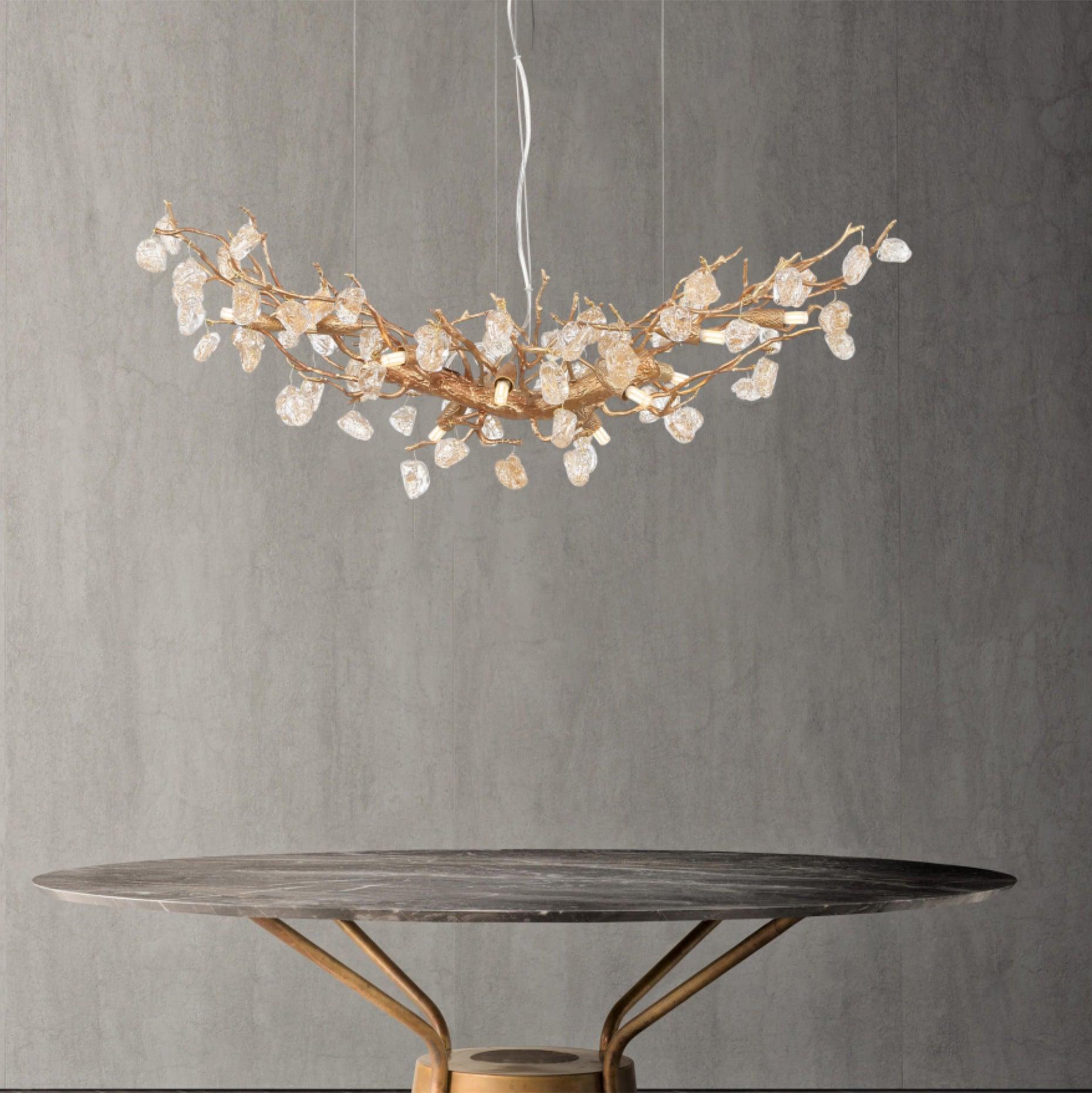 Arborea Brass Branch Crystal Chandelier - Blowlighting