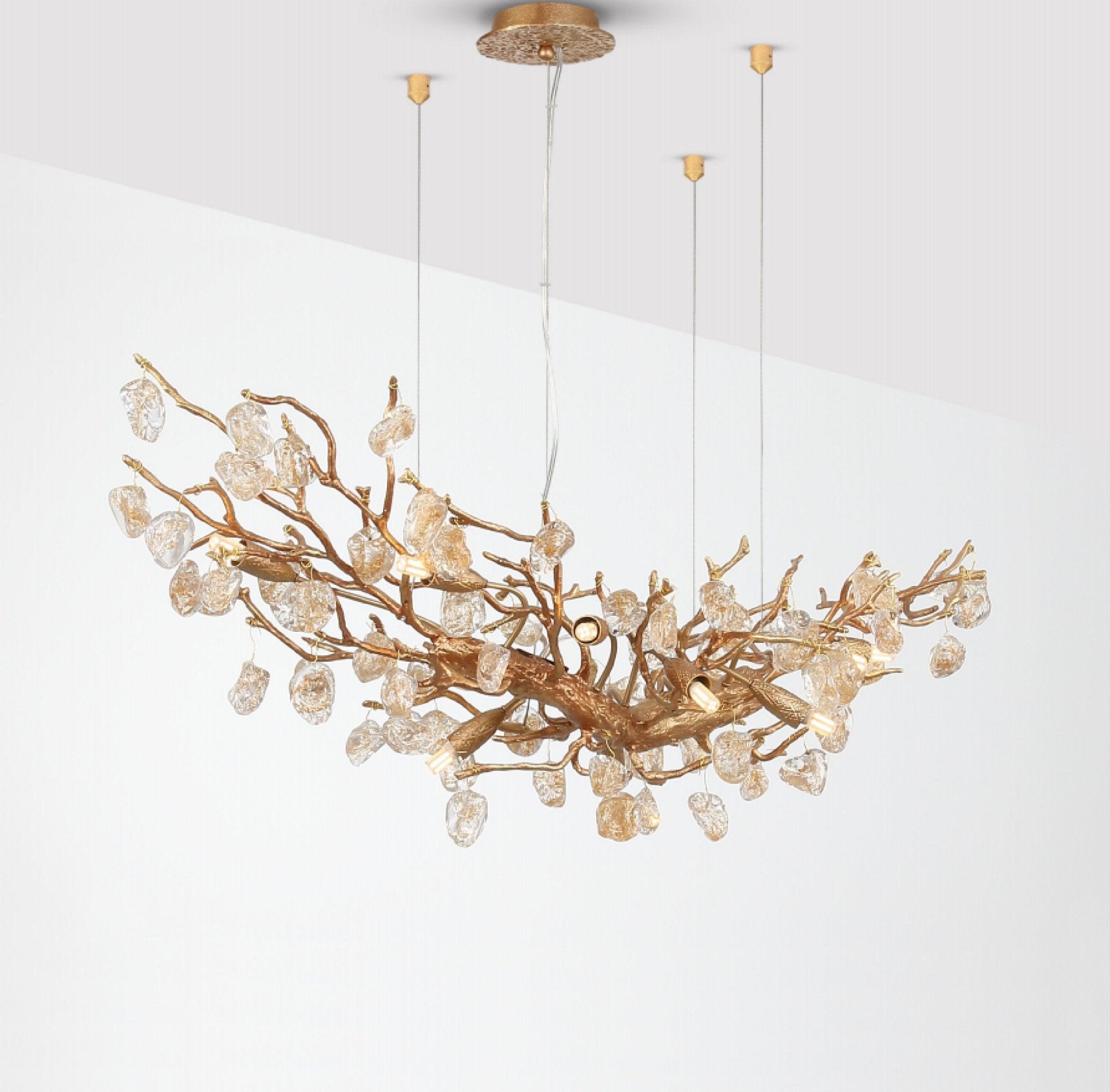 Arborea Brass Branch Crystal Chandelier - Blowlighting
