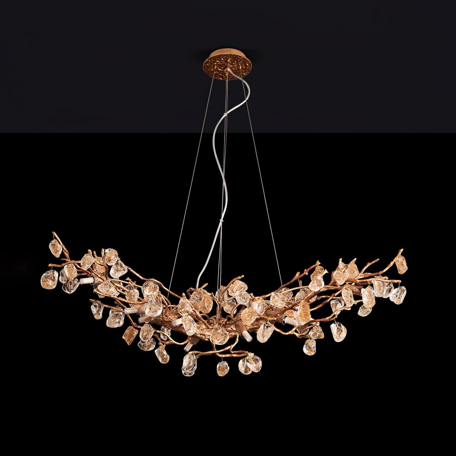 Arborea Brass Branch Crystal Chandelier - Blowlighting