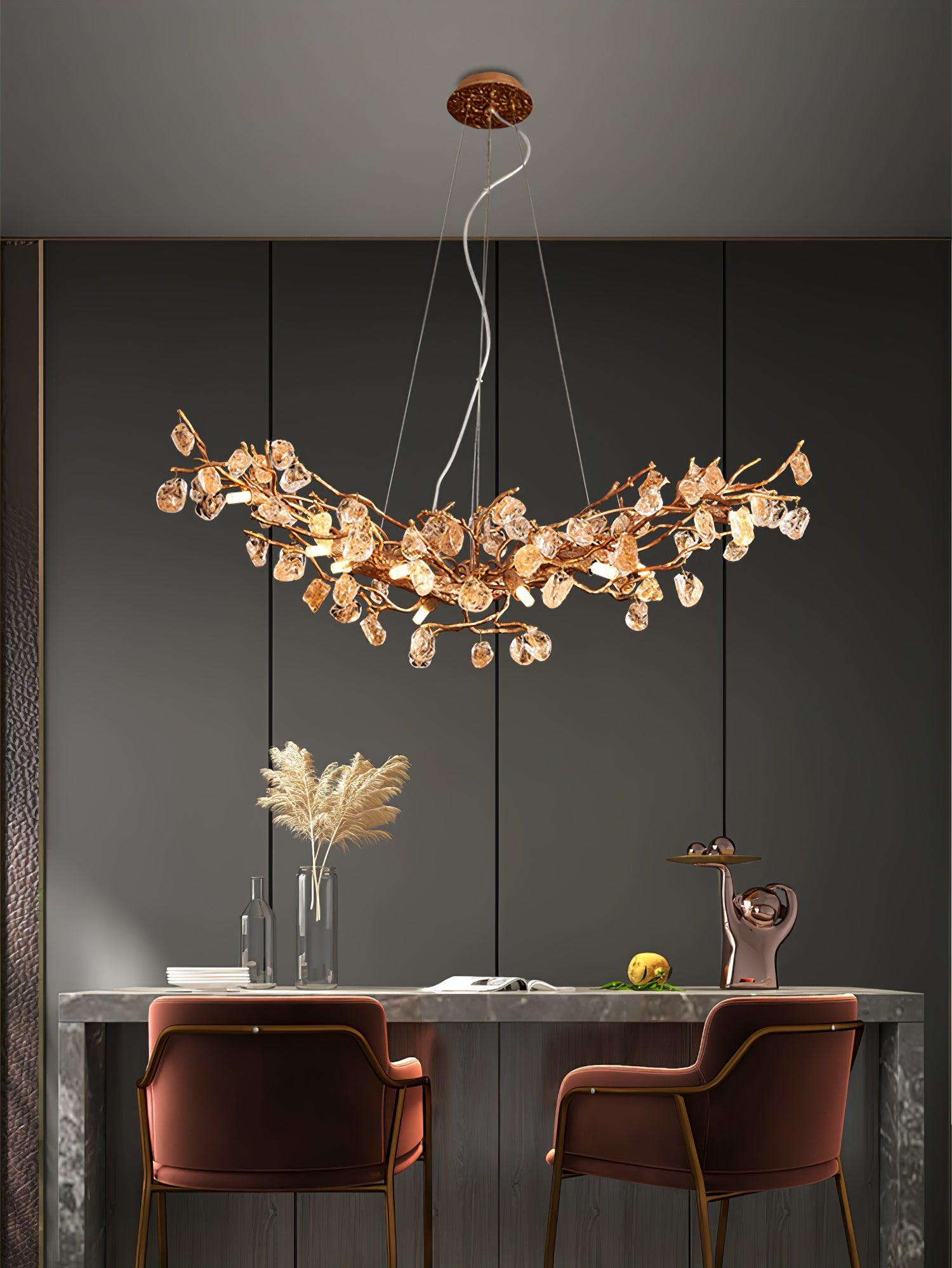 Arborea Brass Branch Crystal Chandelier - Blowlighting