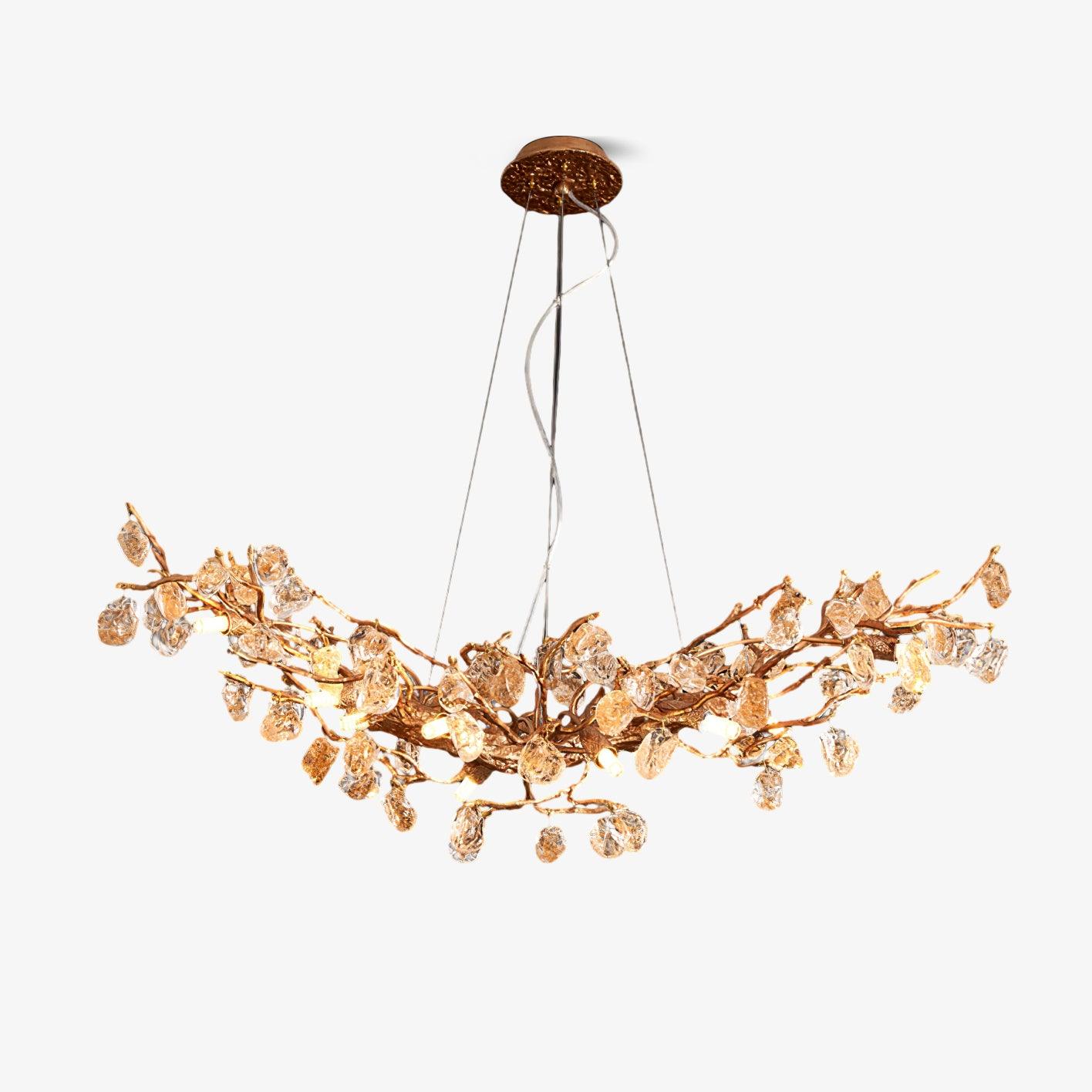 Arborea Brass Branch Crystal Chandelier - Blowlighting
