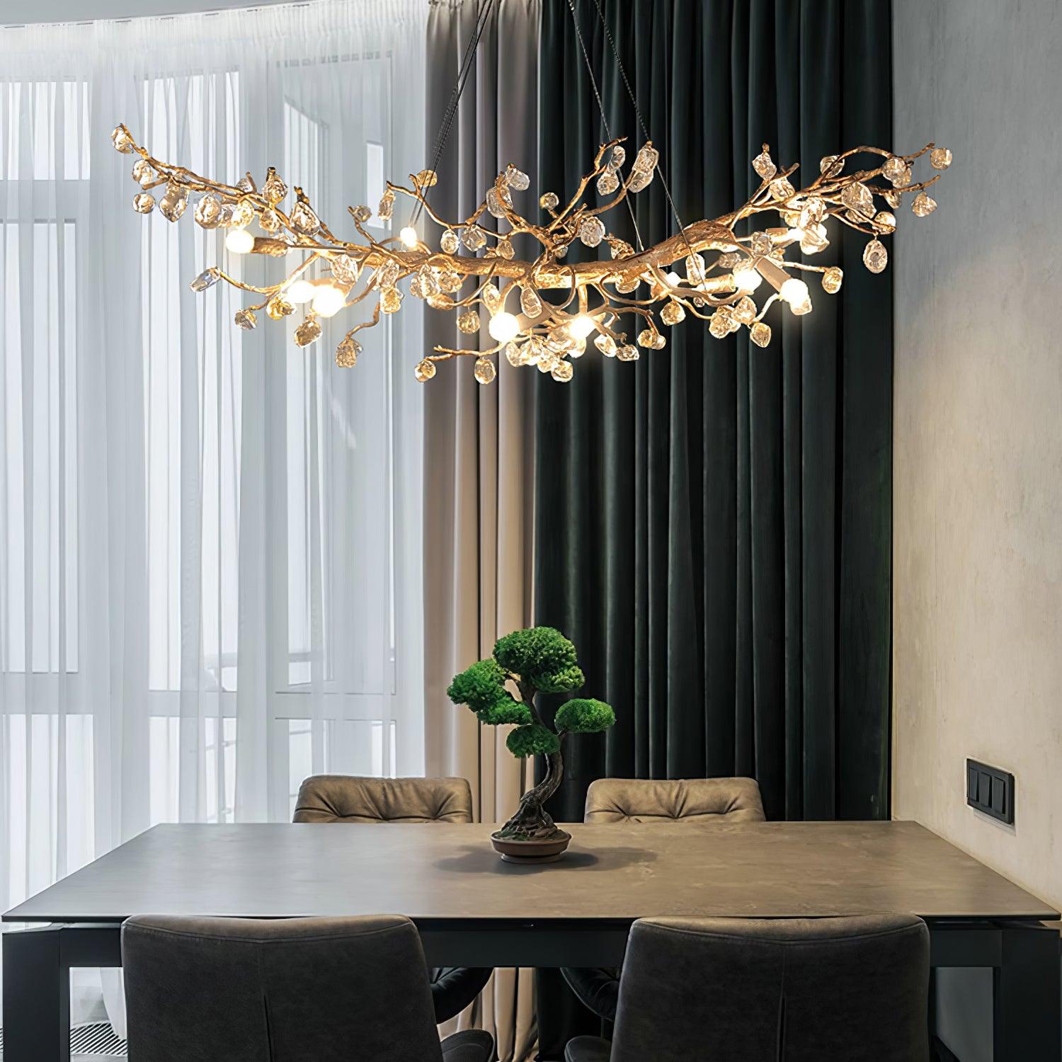 Arborea Brass Branch Crystal Chandelier - Blowlighting