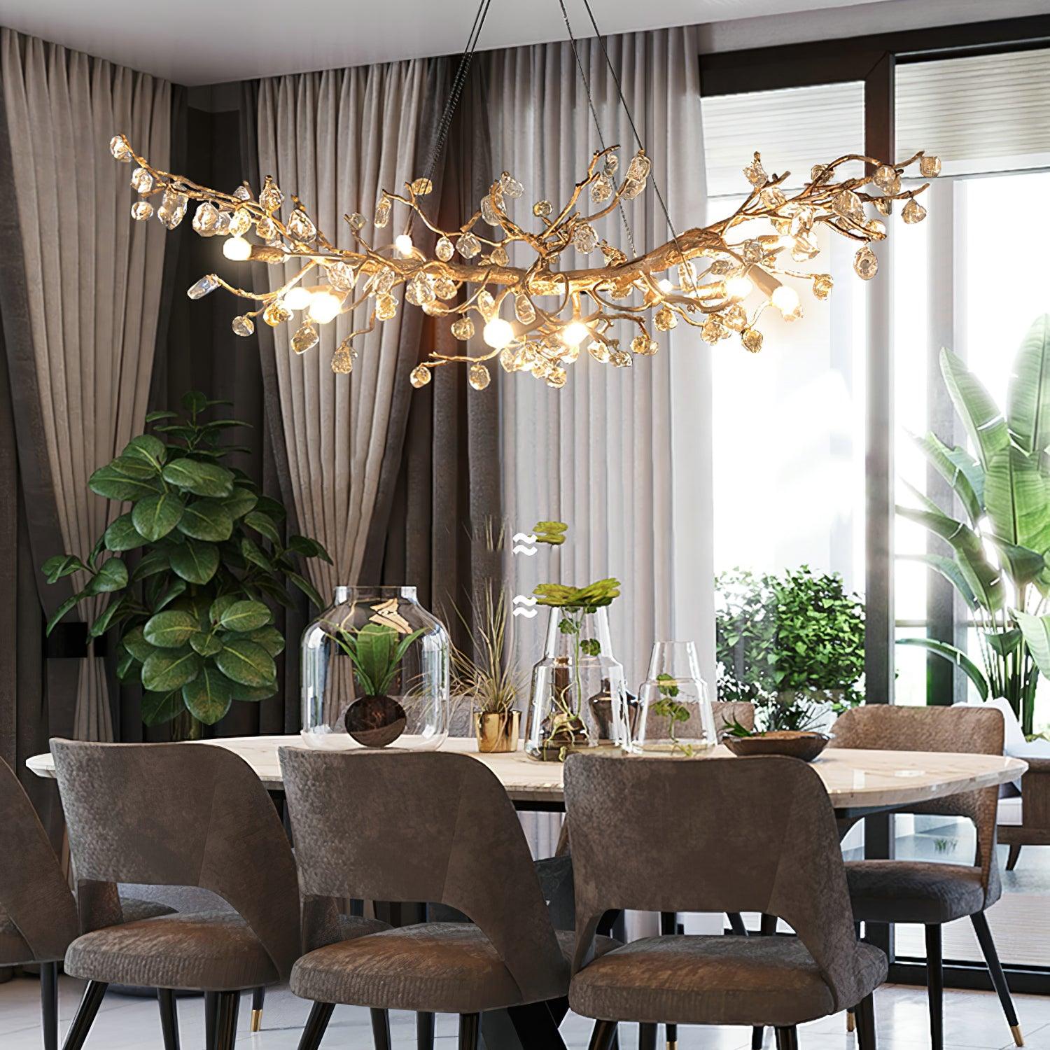 Arborea Brass Branch Crystal Chandelier - Blowlighting