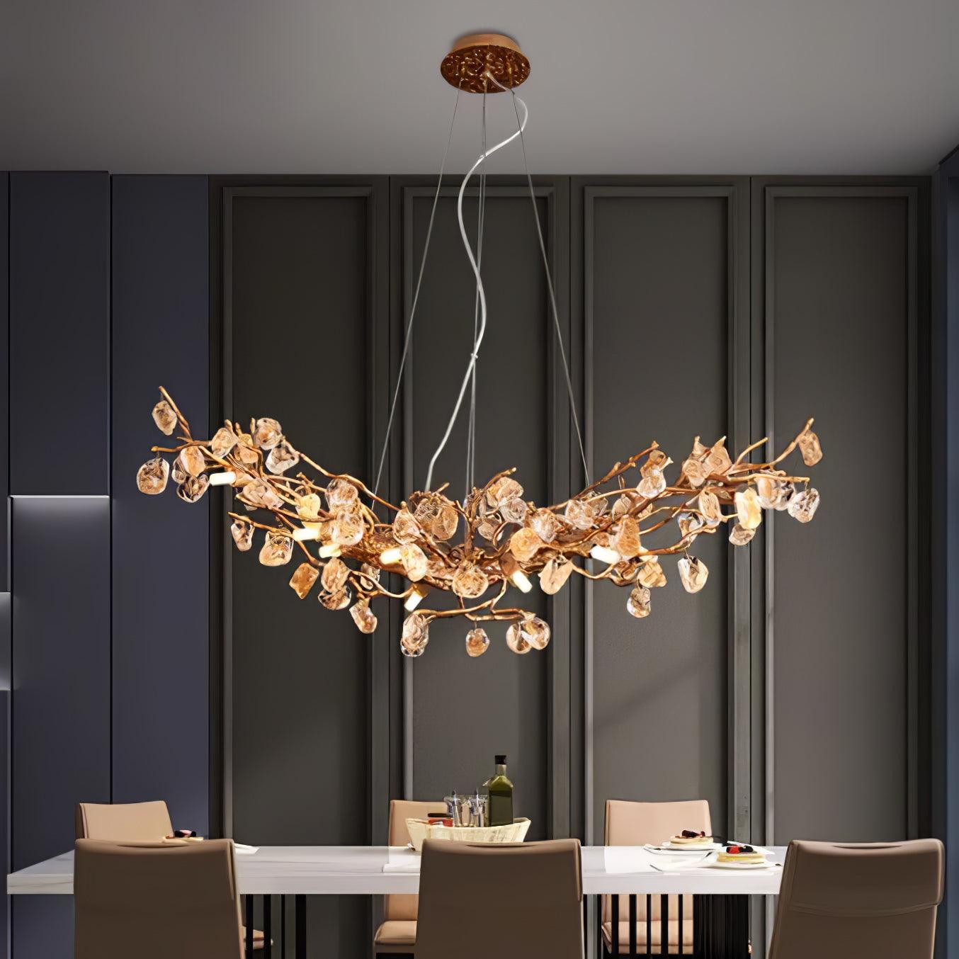 Arborea Brass Branch Crystal Chandelier - Blowlighting