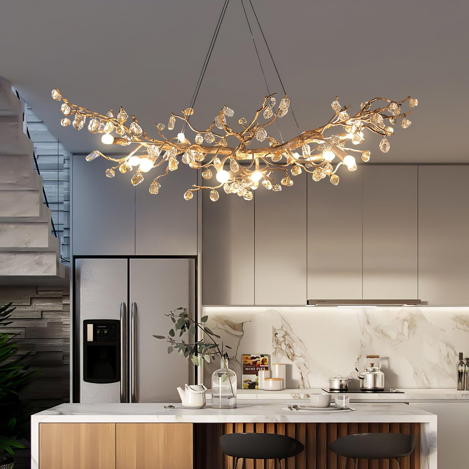 Arborea Brass Branch Crystal Chandelier - Blowlighting