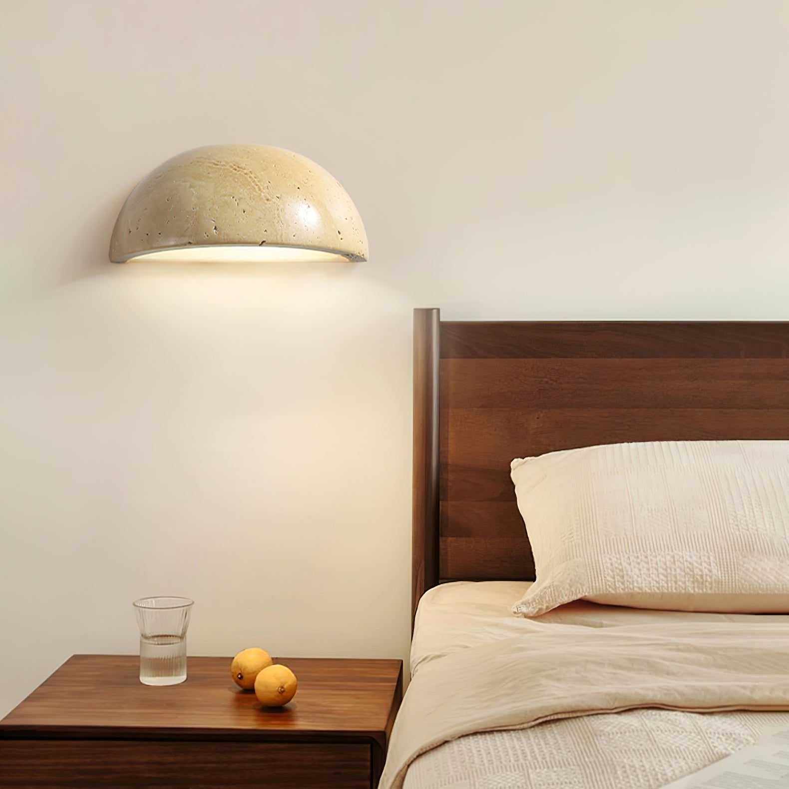 Vethayra Half-Dome Travertine Wall Light - Neutralighting