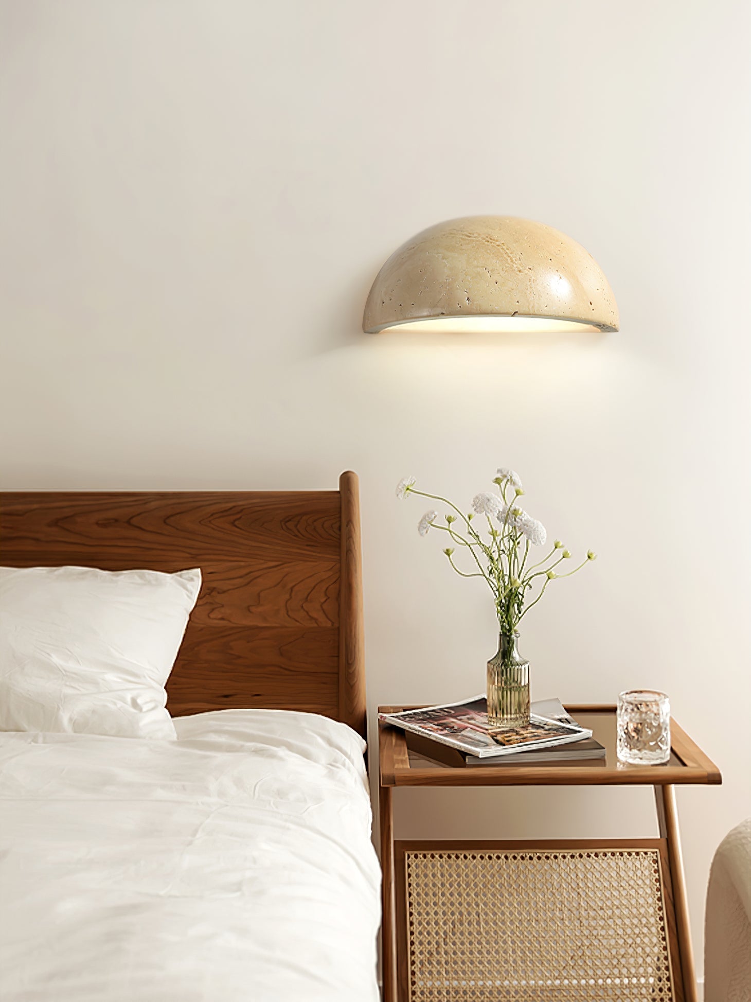 Vethayra Half-Dome Travertine Wall Light - Neutralighting