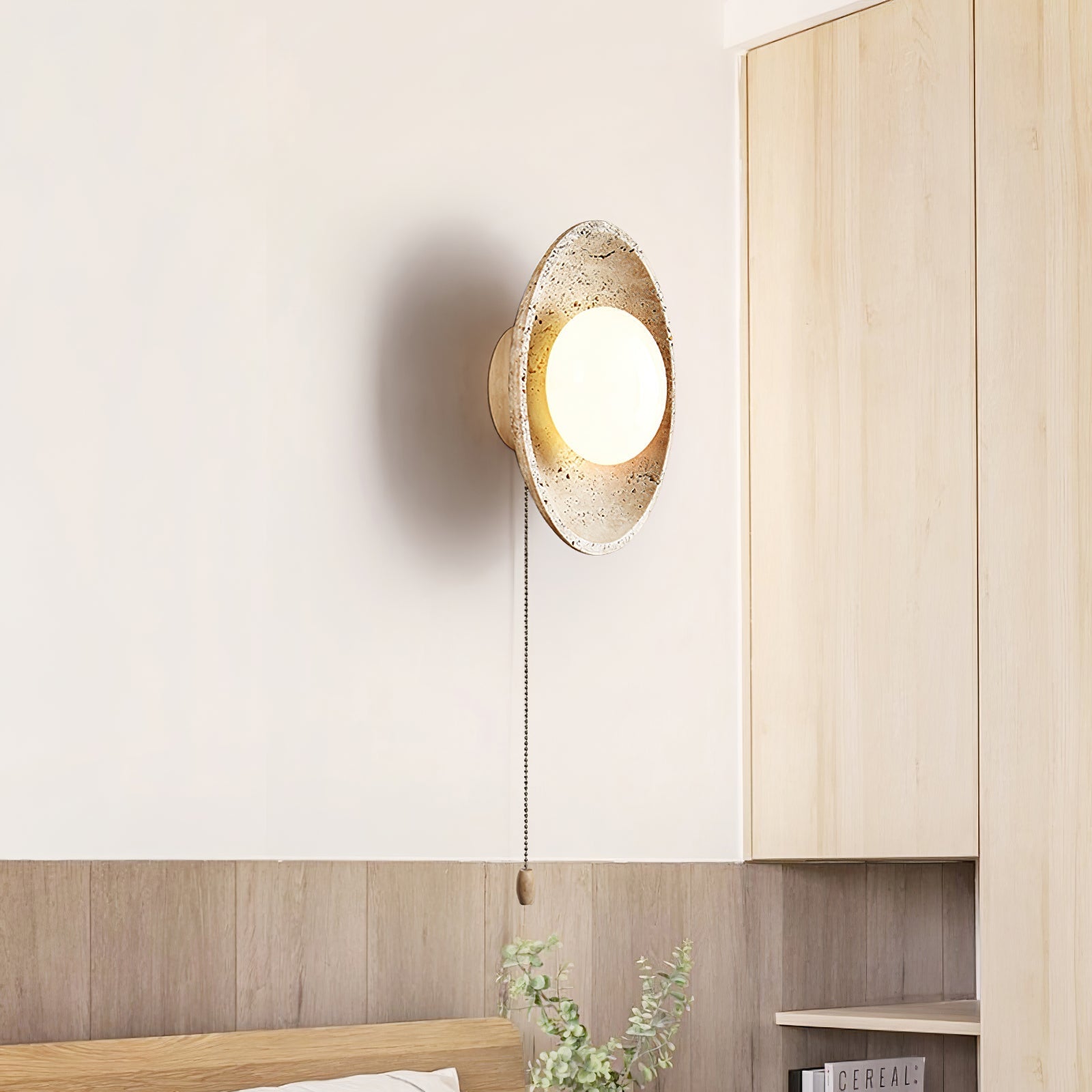 Vephair Bowl-Frame Travertine Wall Light - Neutralighting