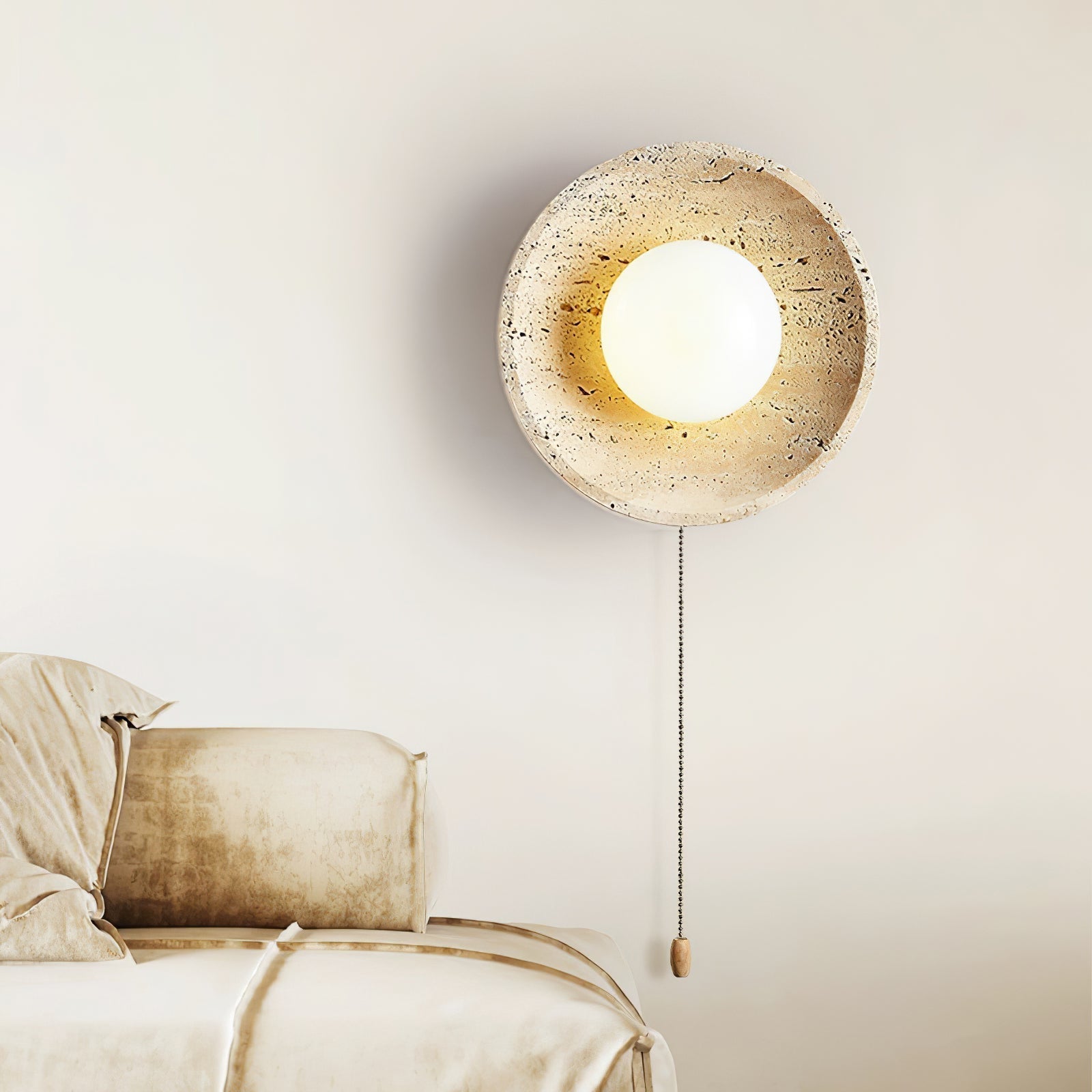 Vephair Bowl-Frame Travertine Wall Light - Neutralighting