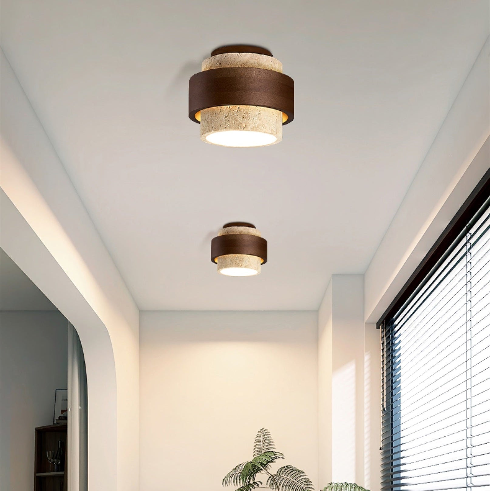 Eltalor Layered Ring Travertine Ceiling Light - Neutralighting