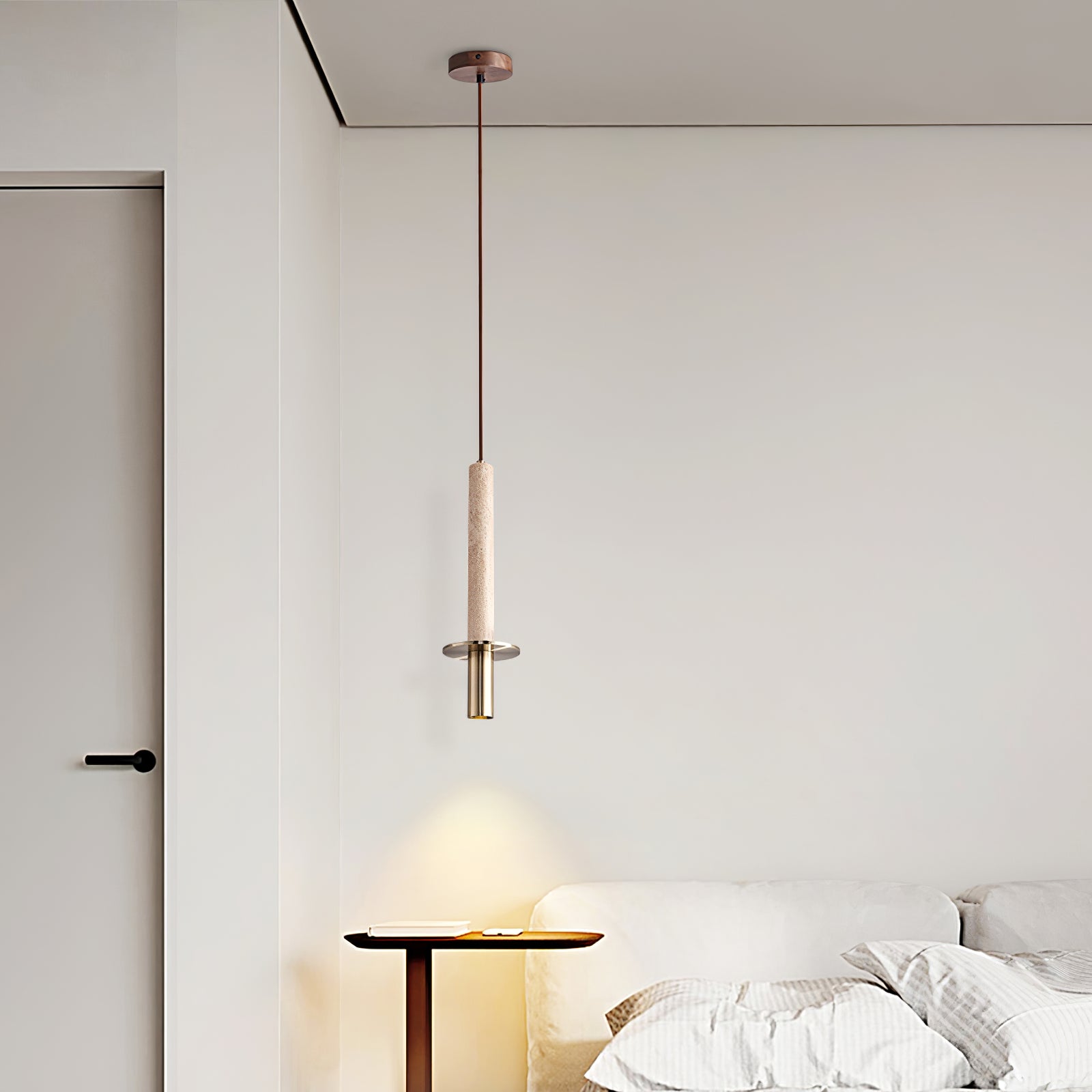 Avdoryra Dual Cylinder Travertine Pendant Light - Neutralighting