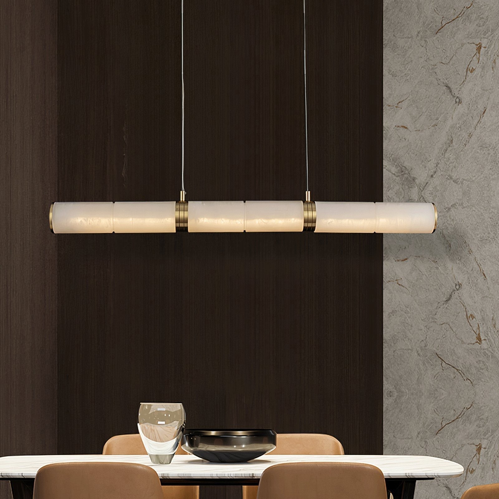 Stream Modern Minimalist Alabaster Pendant Light - Lamp Copper