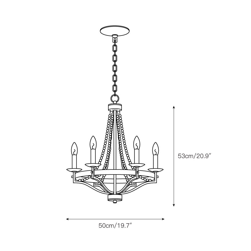 Isoren Vintage Industrial Wooden Metal Chandelier - Lamp Copper