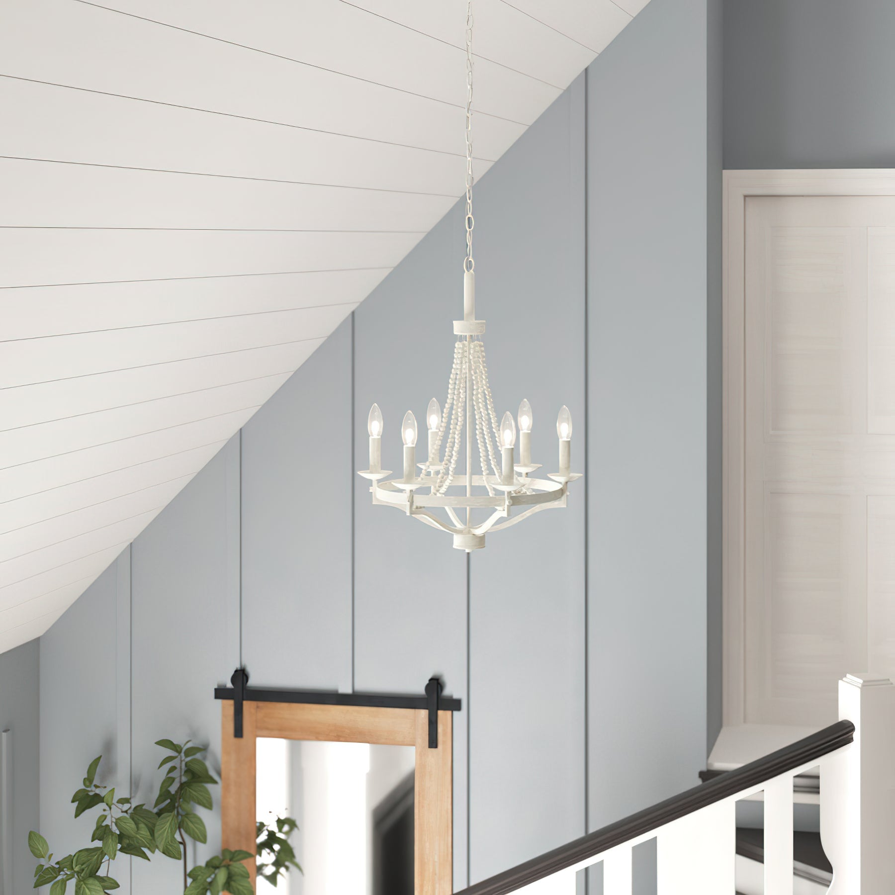 Isoren Vintage Industrial Wooden Metal Chandelier - Lamp Copper