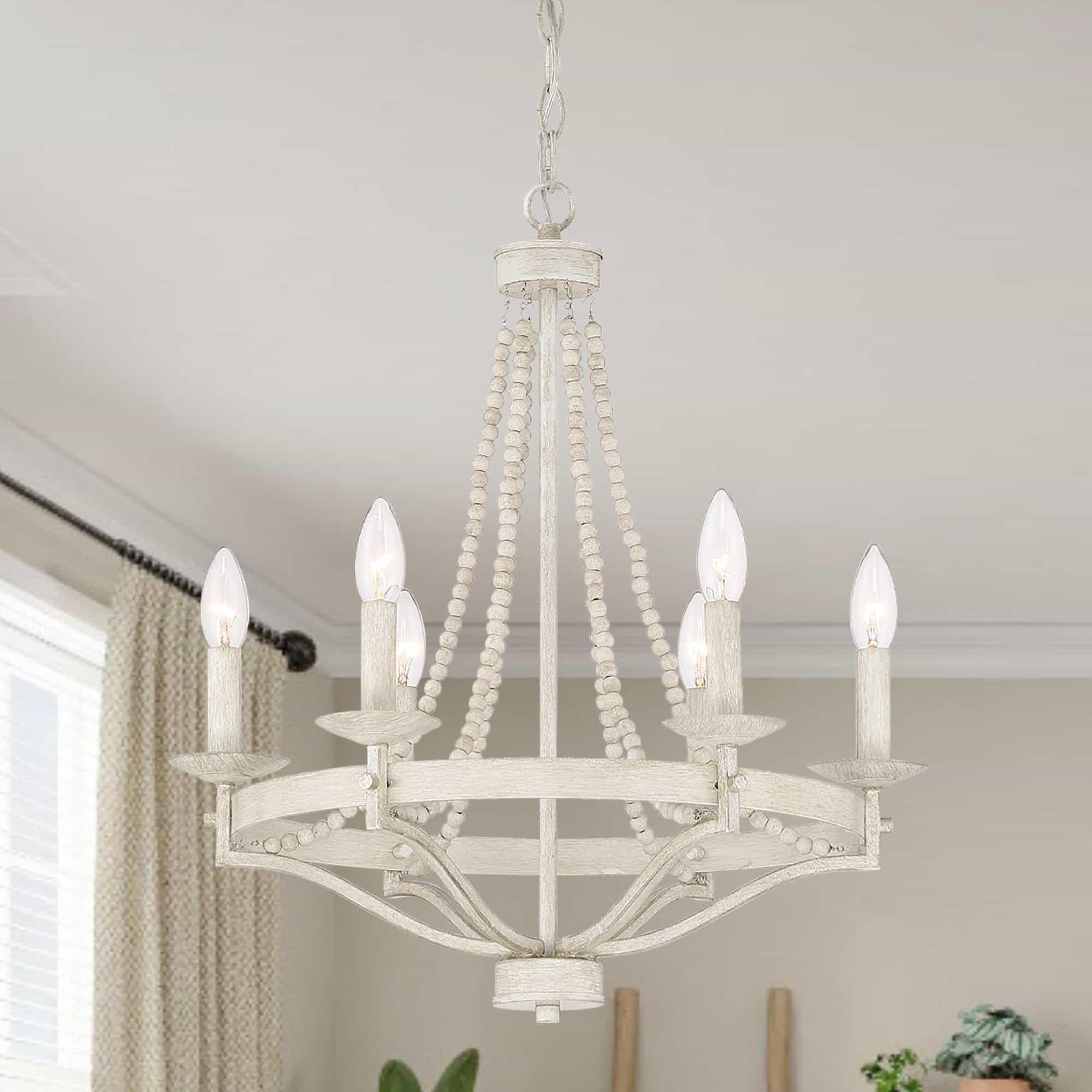 Isoren Vintage Industrial Wooden Metal Chandelier - Lamp Copper