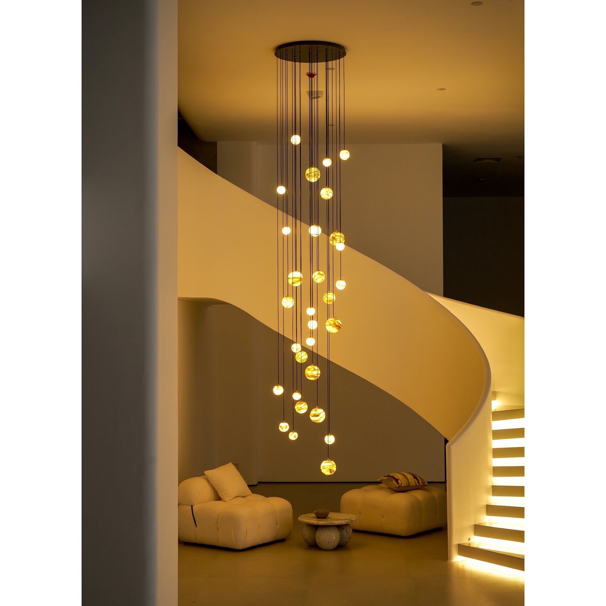 Arsorarae Modern Minimalist Cluster Alabaster Chandelier - Lamp Copper